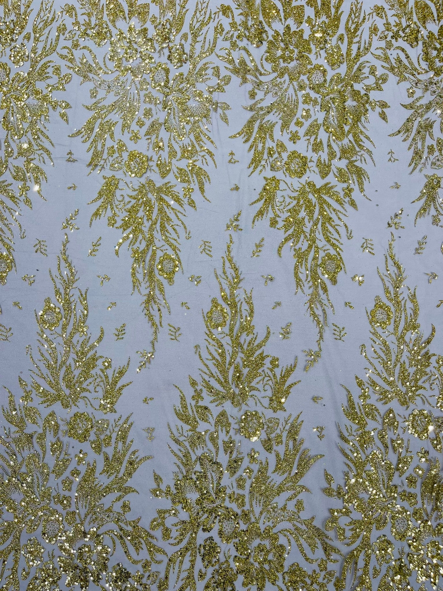 Big Glitter Damask Design On A Mesh Lace Fabric| New Creations Fabric & Foam Inc. - New Creations Fabric & Foam Inc