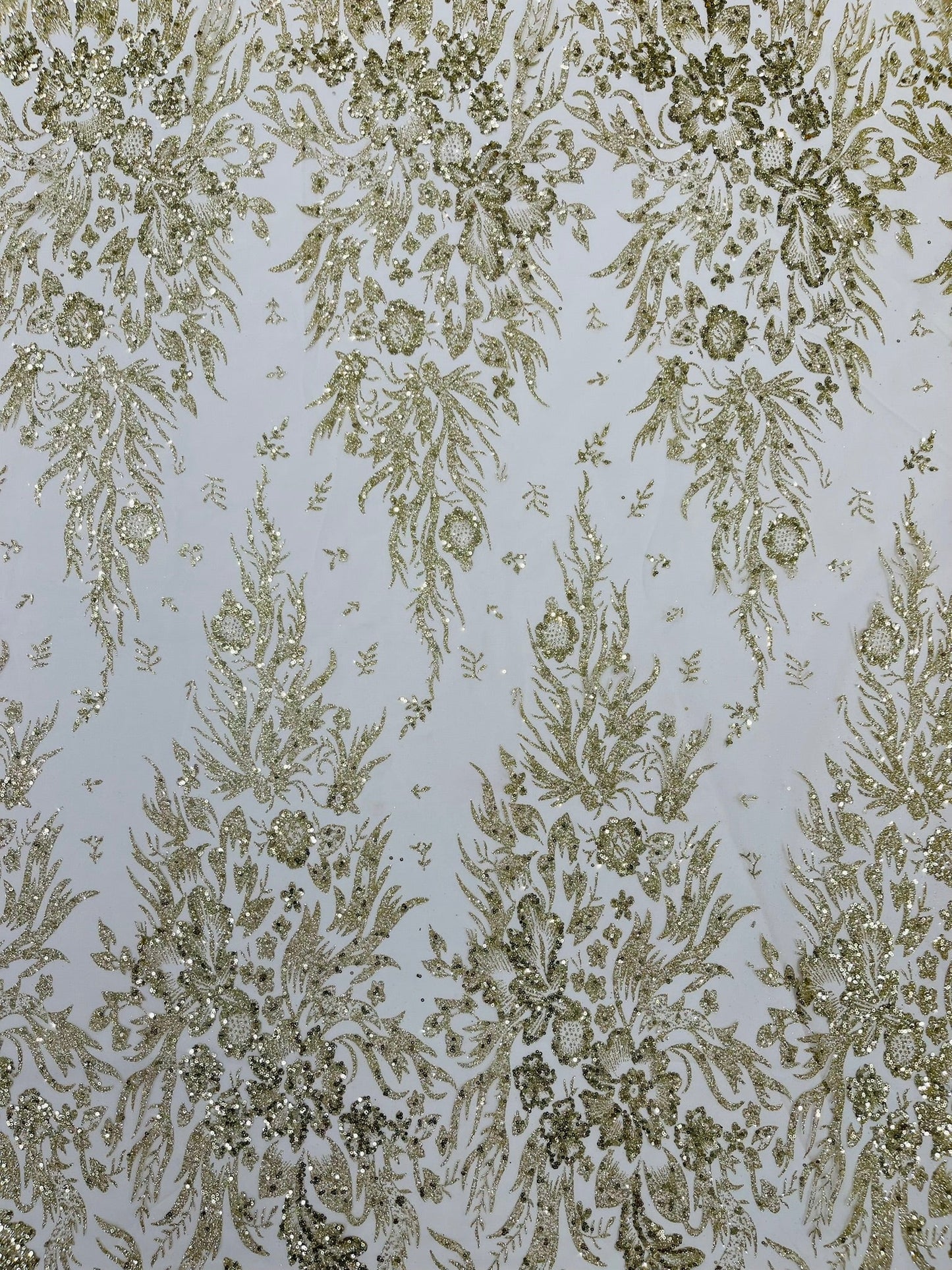 Big Glitter Damask Design On A Mesh Lace Fabric| New Creations Fabric & Foam Inc. - New Creations Fabric & Foam Inc