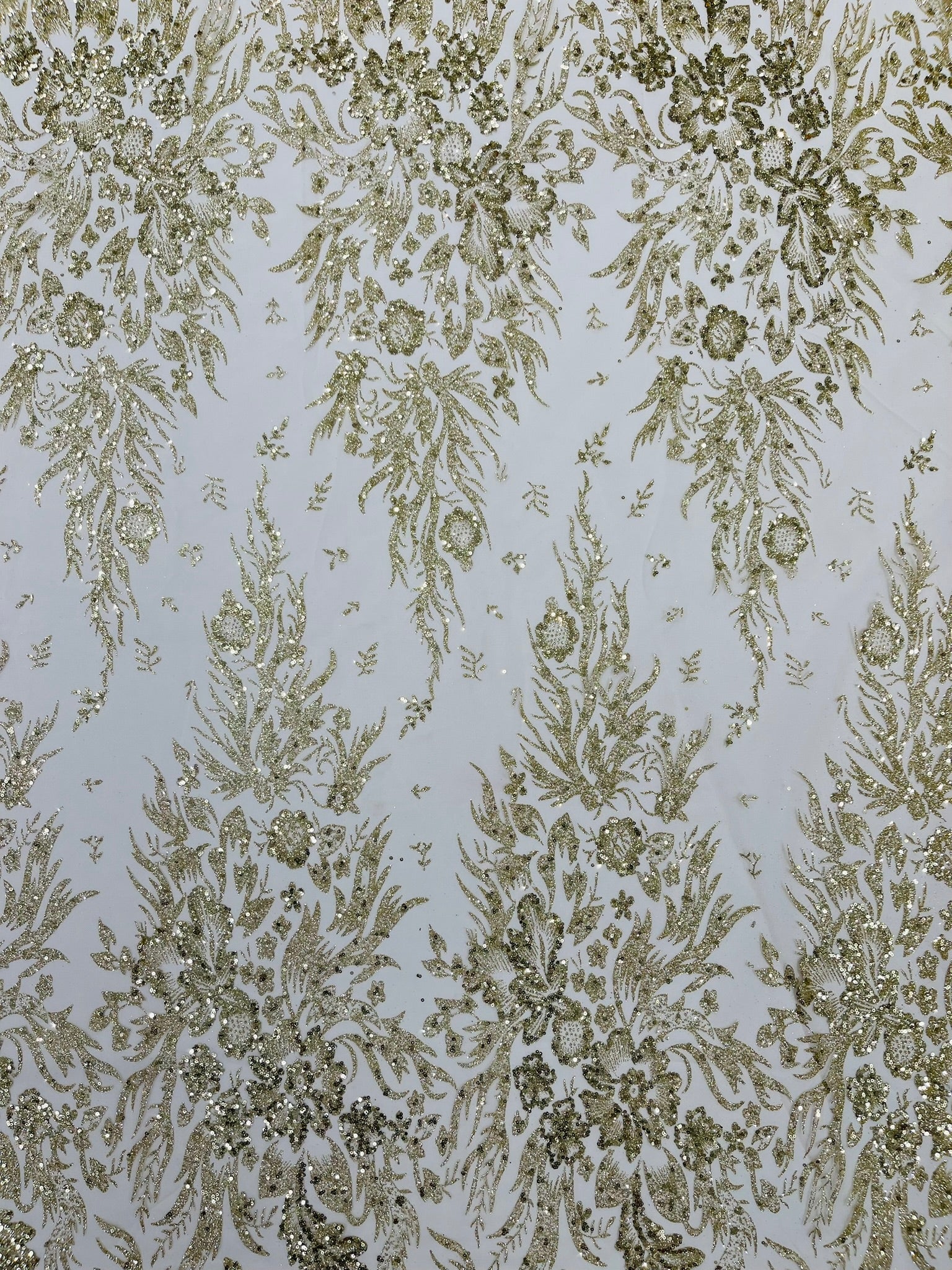 Big Glitter Damask Design On A Mesh Lace Fabric| New Creations Fabric & Foam Inc. - New Creations Fabric & Foam Inc