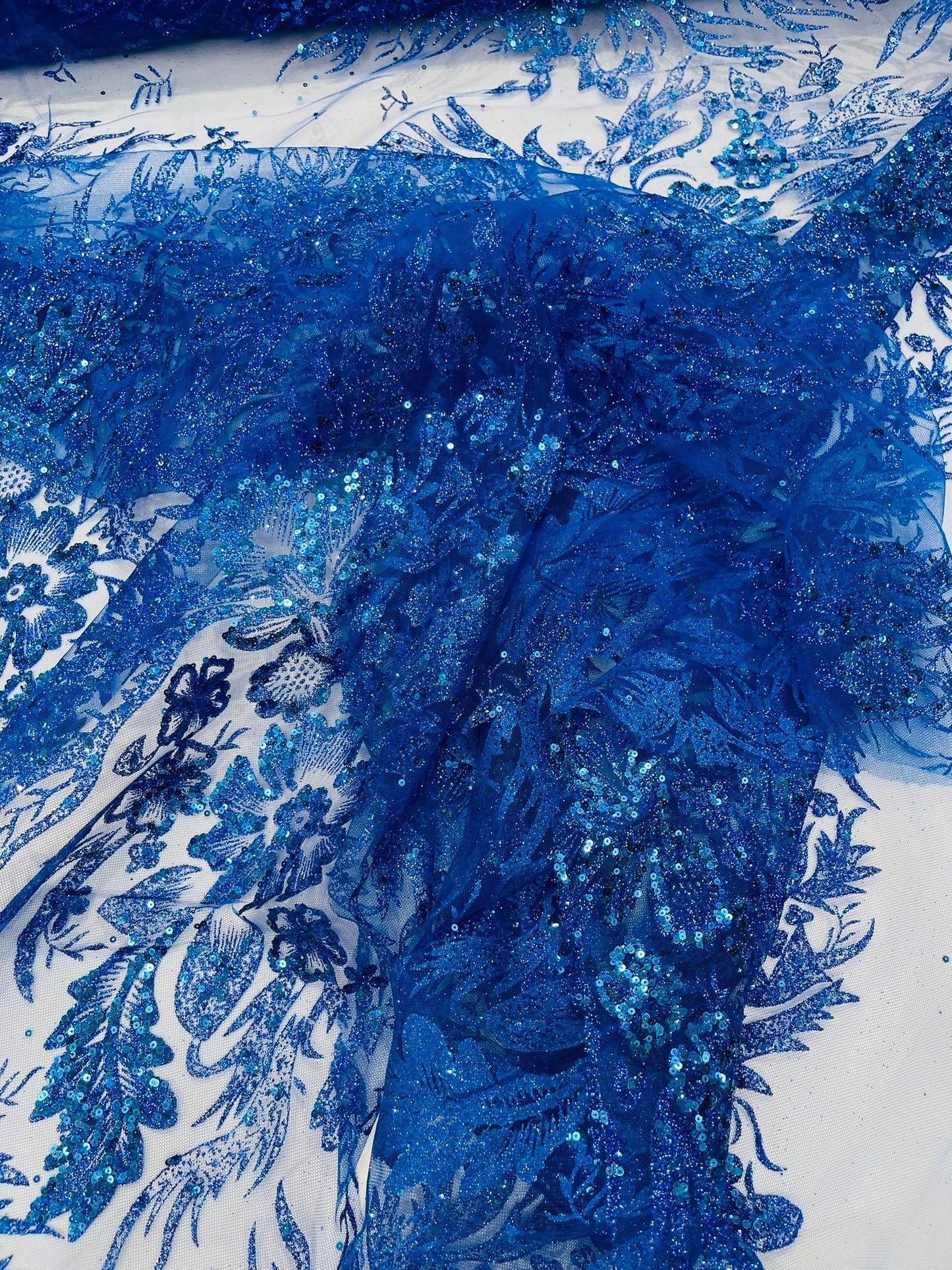 Big Glitter Damask Design On A Mesh Lace Fabric| New Creations Fabric & Foam Inc. - New Creations Fabric & Foam Inc