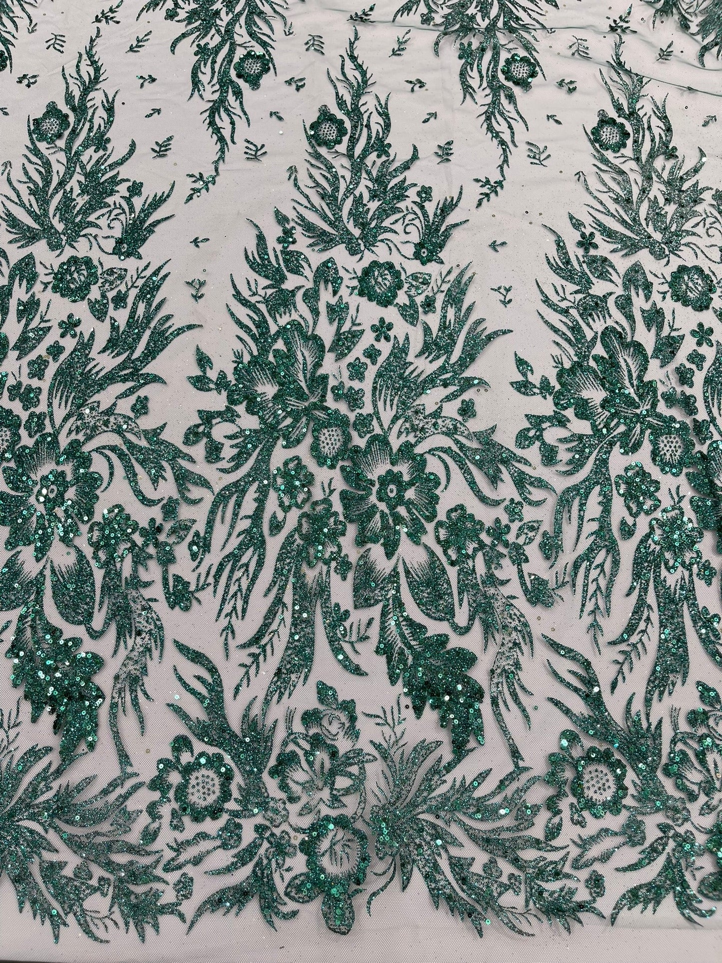 Big Glitter Damask Design On A Mesh Lace Fabric| New Creations Fabric & Foam Inc. - New Creations Fabric & Foam Inc