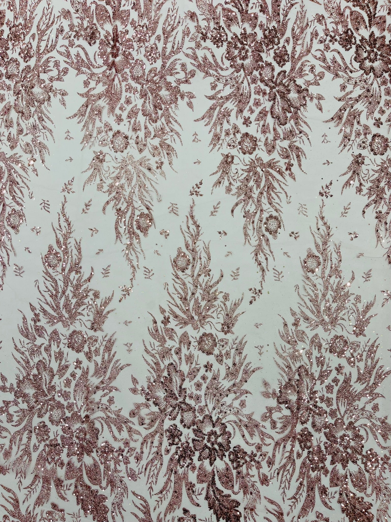 Big Glitter Damask Design On A Mesh Lace Fabric| New Creations Fabric & Foam Inc. - New Creations Fabric & Foam Inc