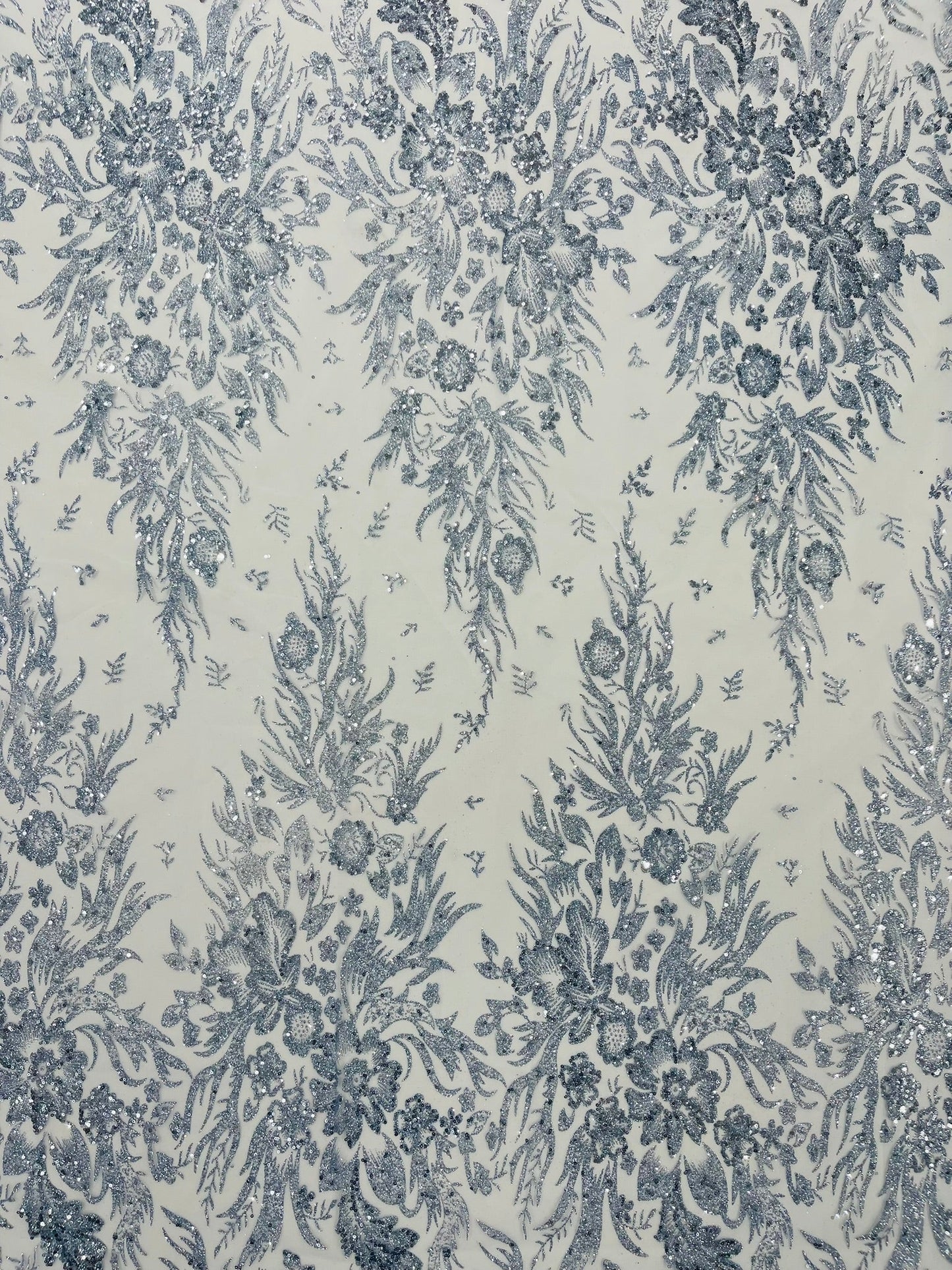 Big Glitter Damask Design On A Mesh Lace Fabric| New Creations Fabric & Foam Inc. - New Creations Fabric & Foam Inc