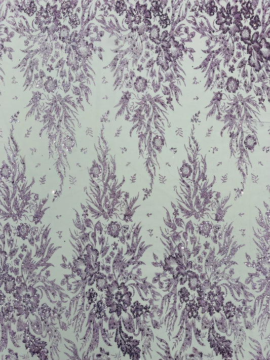 Big Glitter Damask Design On A Mesh Lace Fabric| New Creations Fabric & Foam Inc. - New Creations Fabric & Foam Inc