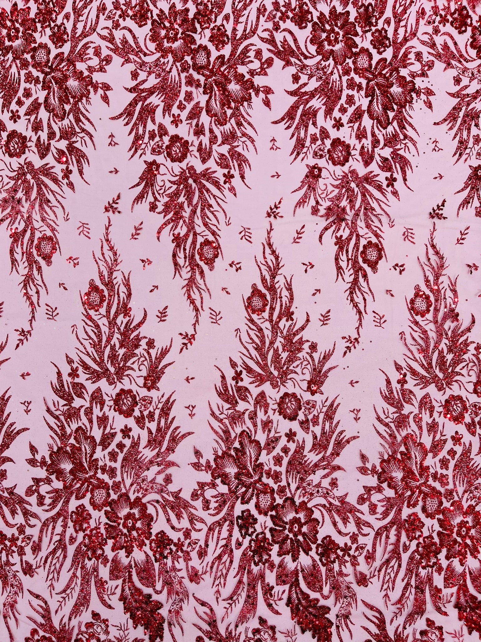 Big Glitter Damask Design On A Mesh Lace Fabric| New Creations Fabric & Foam Inc. - New Creations Fabric & Foam Inc