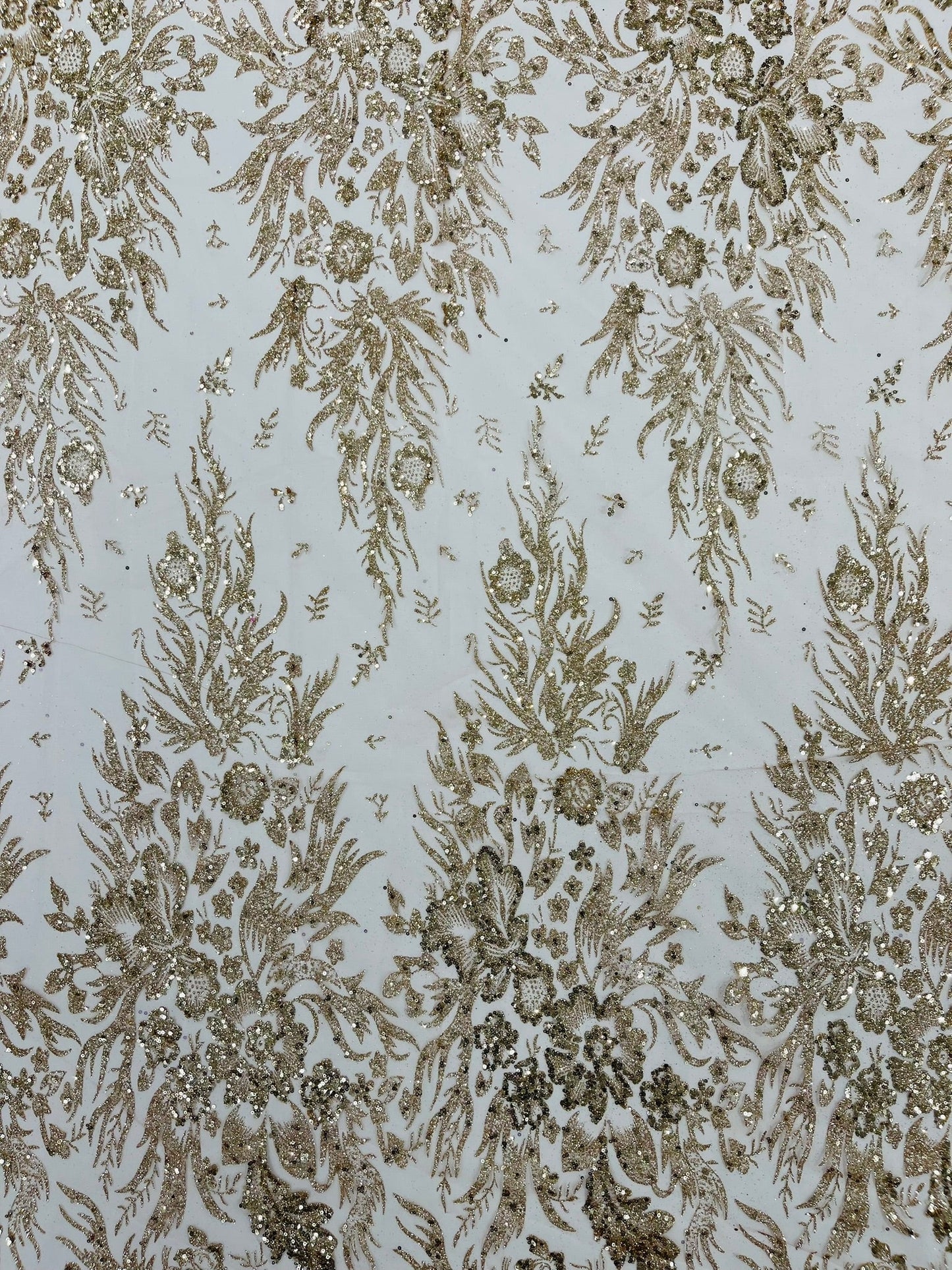 Big Glitter Damask Design On A Mesh Lace Fabric| New Creations Fabric & Foam Inc. - New Creations Fabric & Foam Inc