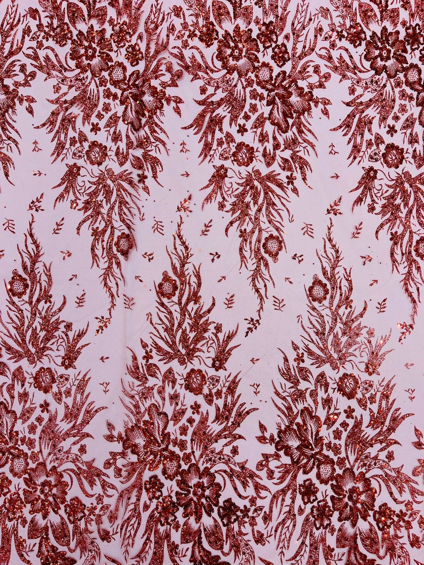 Big Glitter Damask Design On A Mesh Lace Fabric| New Creations Fabric & Foam Inc. - New Creations Fabric & Foam Inc
