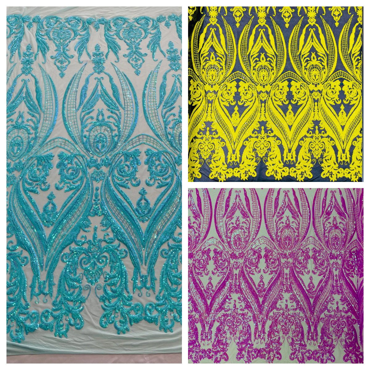 Big Sequin Damask Fabric 54” Wide| New Creations Fabric & Foam Inc. - New Creations Fabric & Foam Inc