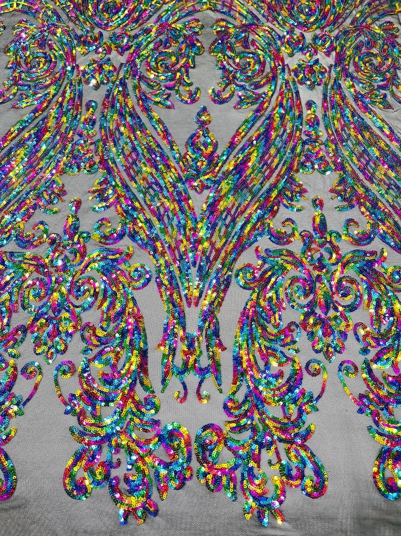 Big Sequin Damask Fabric 54” Wide| New Creations Fabric & Foam Inc. - New Creations Fabric & Foam Inc