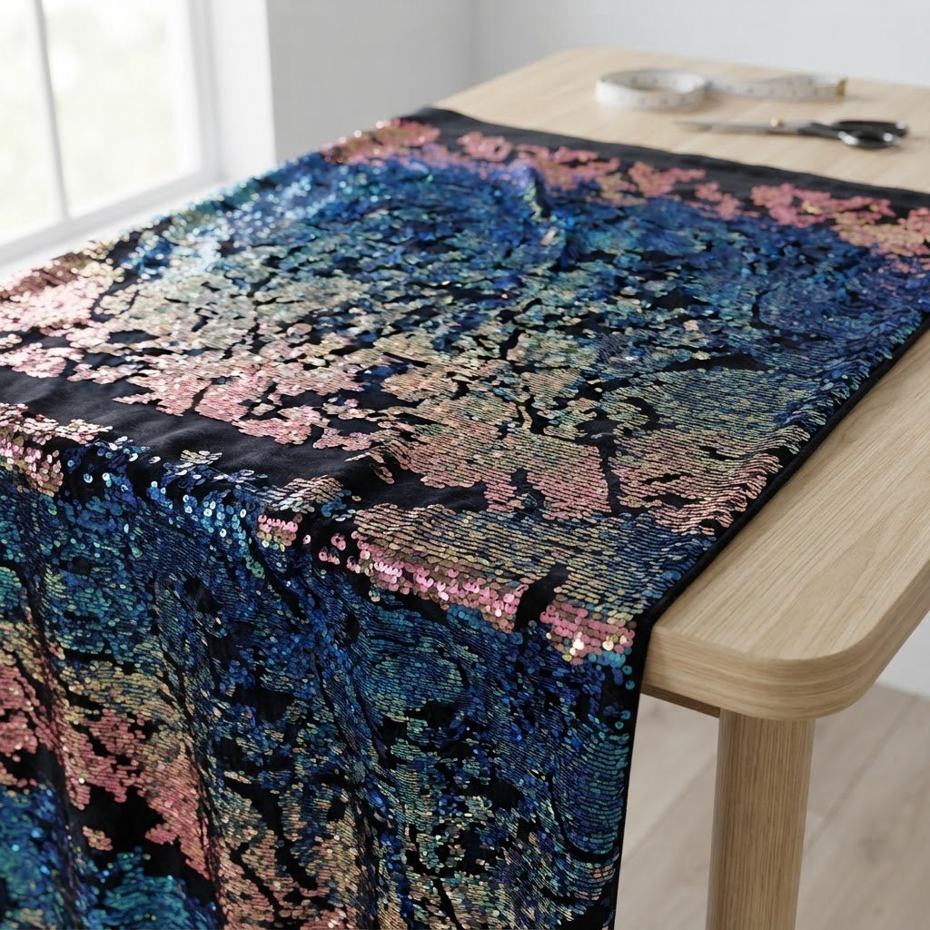 Camo Sequin Stretch Velvet 54" Wide| New Creations Fabric & Foam Inc. - New Creations Fabric & Foam Inc