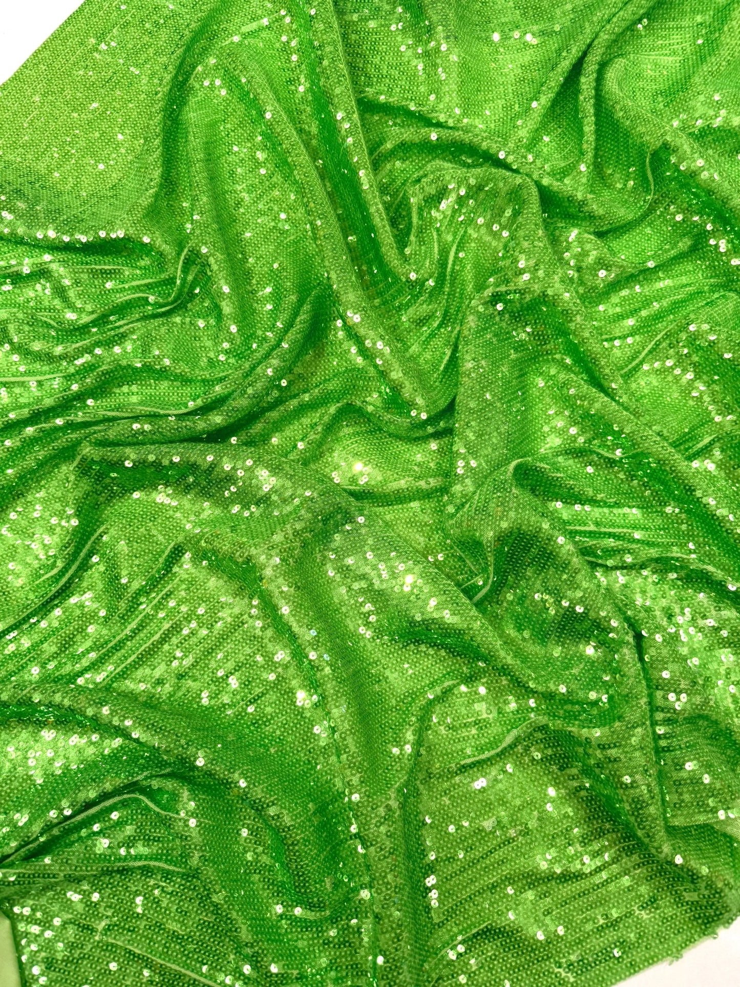Chain Iridescent Shiny Sequins 54” Wide | 4 way stretch mesh fabric - prom. - New Creations Fabric & Foam Inc