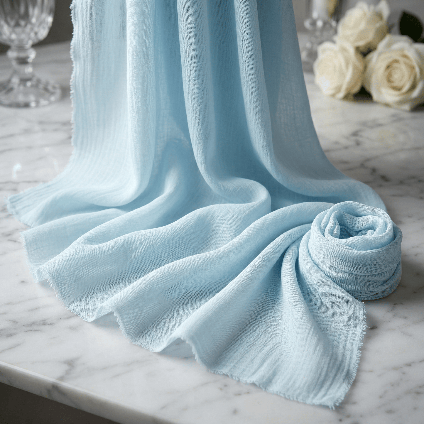 Cheesecloth Cotton Gauze Table Runner 5 Yards (48” Wide) – Sheer Boho Wedding Table Runner, Extra Long Rustic Wedding & Event Table Decor - New Creations Fabric & Foam Inc