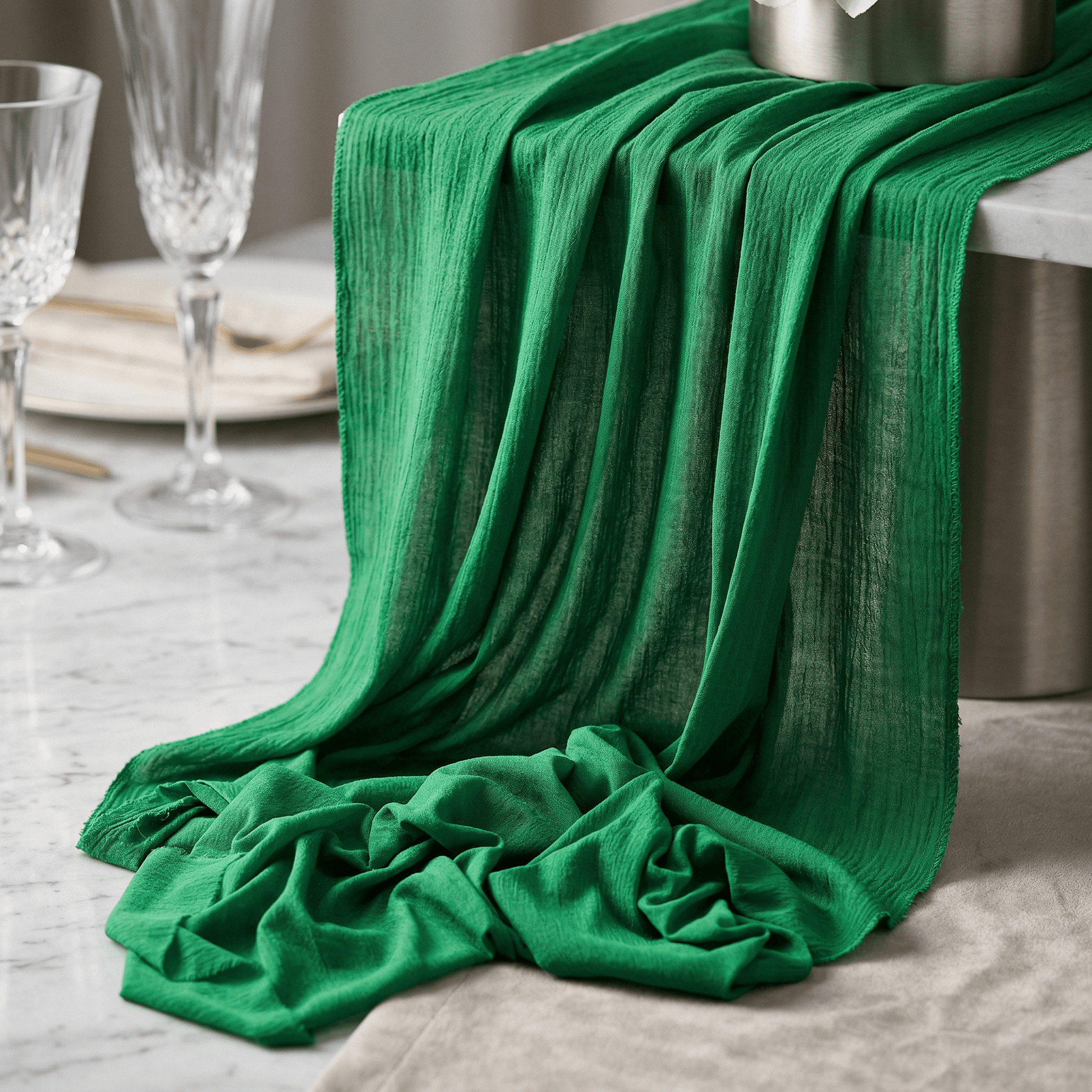 Cheesecloth Cotton Gauze Table Runner 5 Yards (48” Wide) – Sheer Boho Wedding Table Runner, Extra Long Rustic Wedding & Event Table Decor - New Creations Fabric & Foam Inc