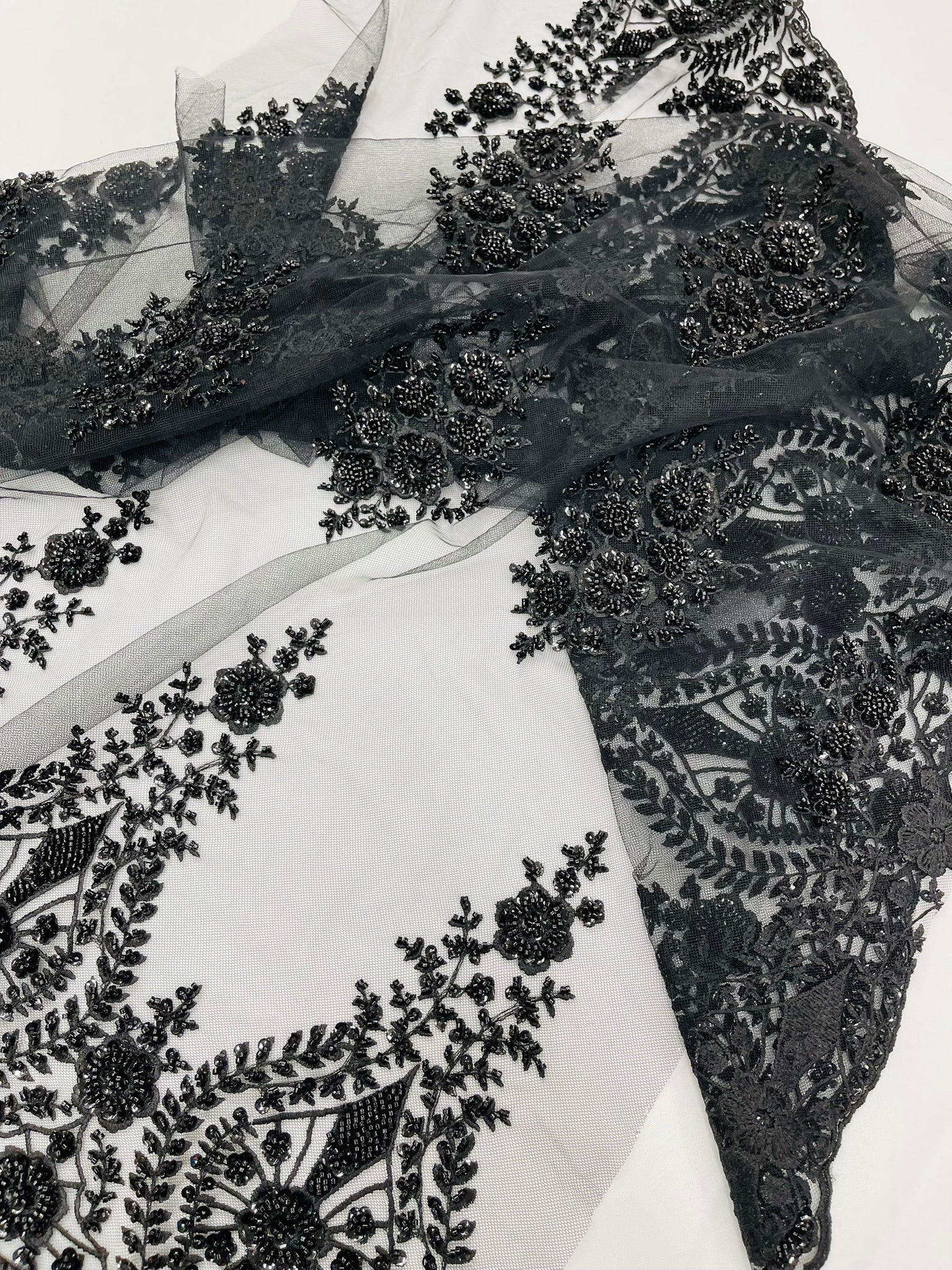 Classic Beaded Damask Lace 54” Wide| New Creations Fabric & Foam Inc. - New Creations Fabric & Foam Inc
