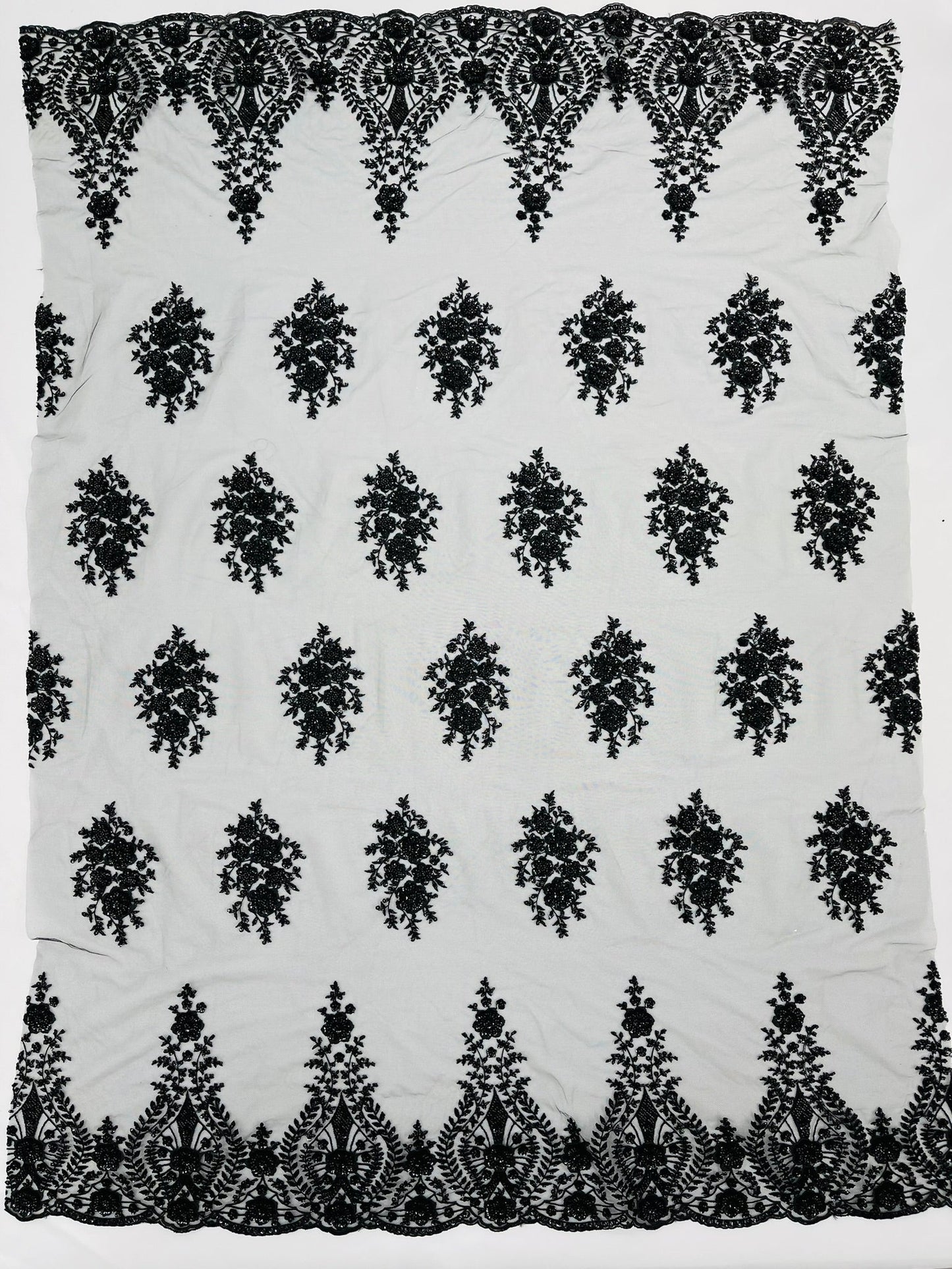 Classic Beaded Damask Lace 54” Wide| New Creations Fabric & Foam Inc. - New Creations Fabric & Foam Inc