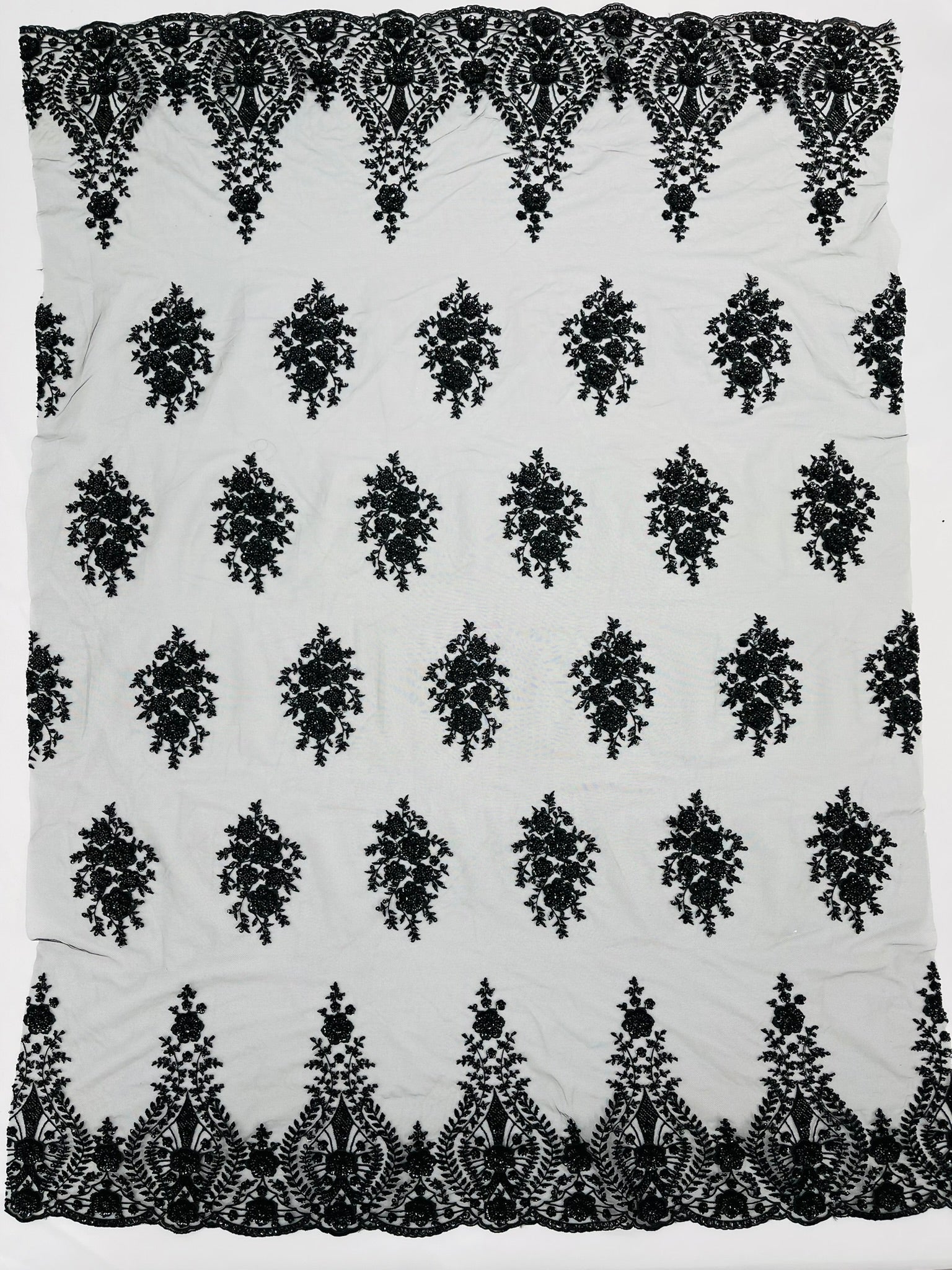 Classic Beaded Damask Lace 54” Wide| New Creations Fabric & Foam Inc. - New Creations Fabric & Foam Inc