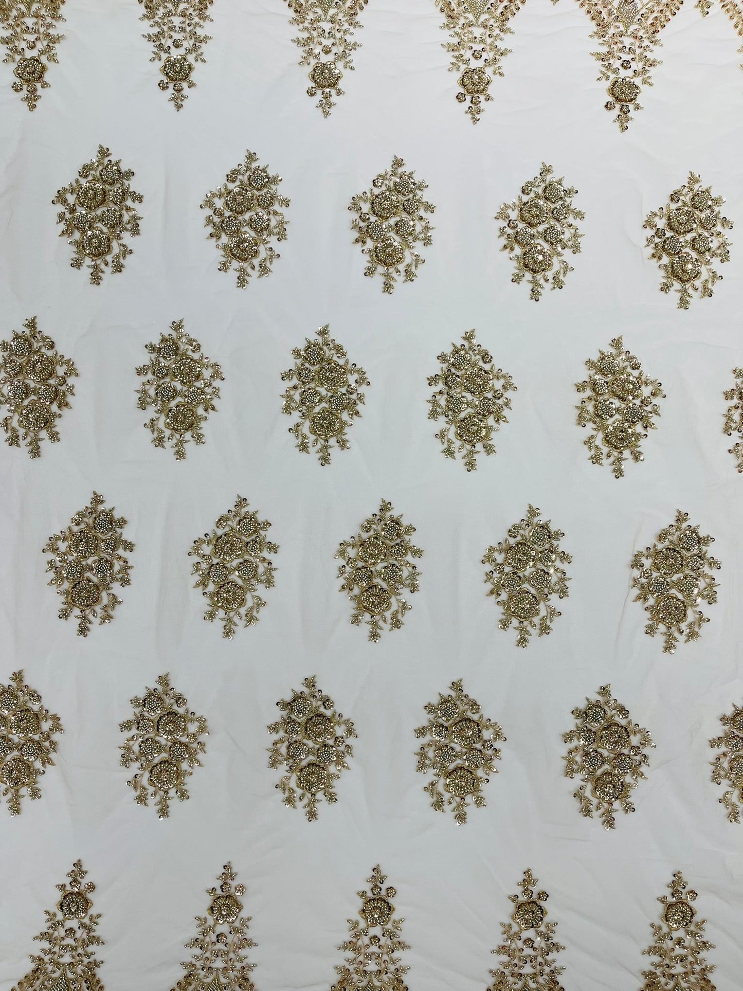 Classic Beaded Damask Lace 54” Wide| New Creations Fabric & Foam Inc. - New Creations Fabric & Foam Inc