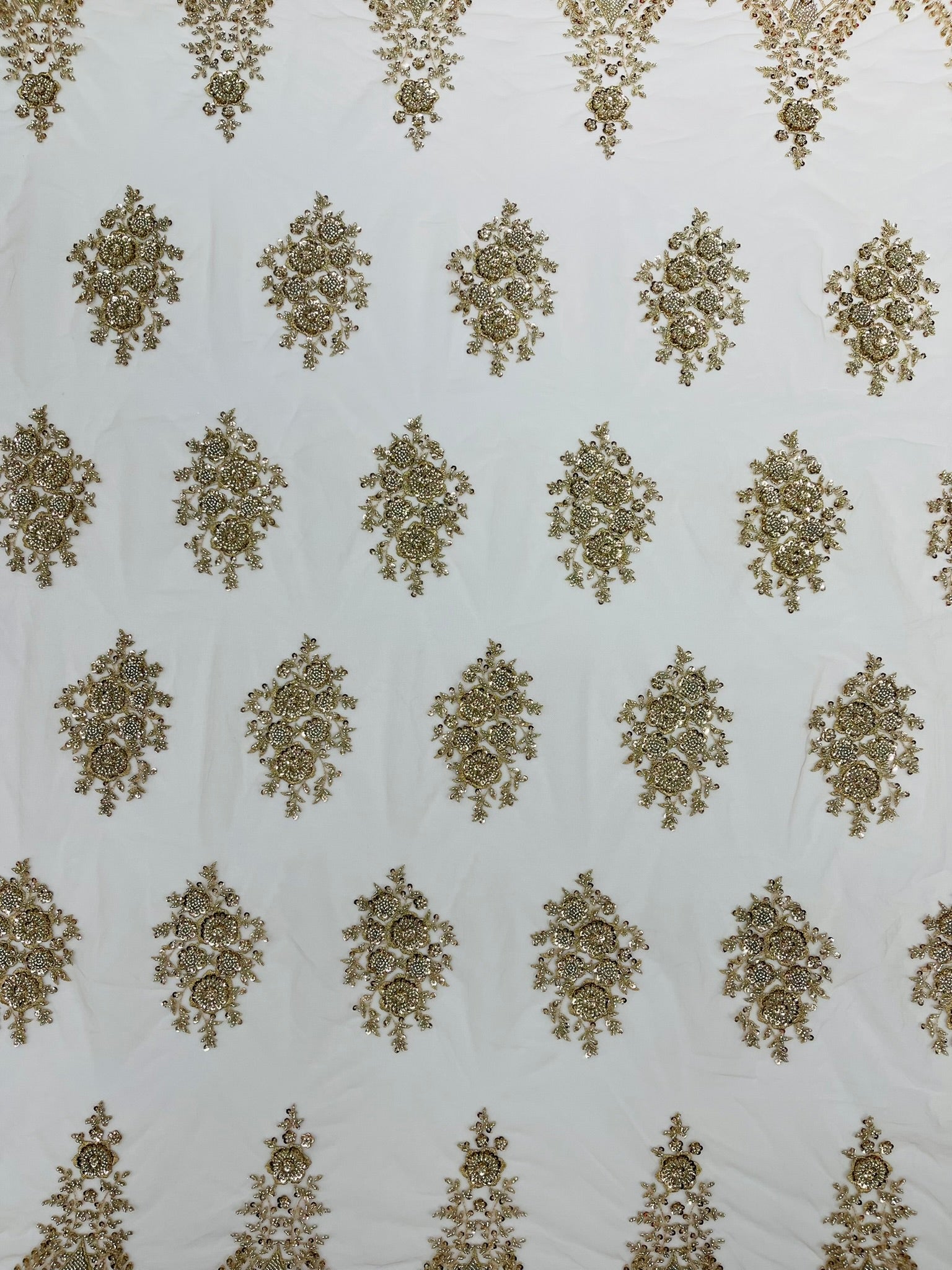 Classic Beaded Damask Lace 54” Wide| New Creations Fabric & Foam Inc. - New Creations Fabric & Foam Inc