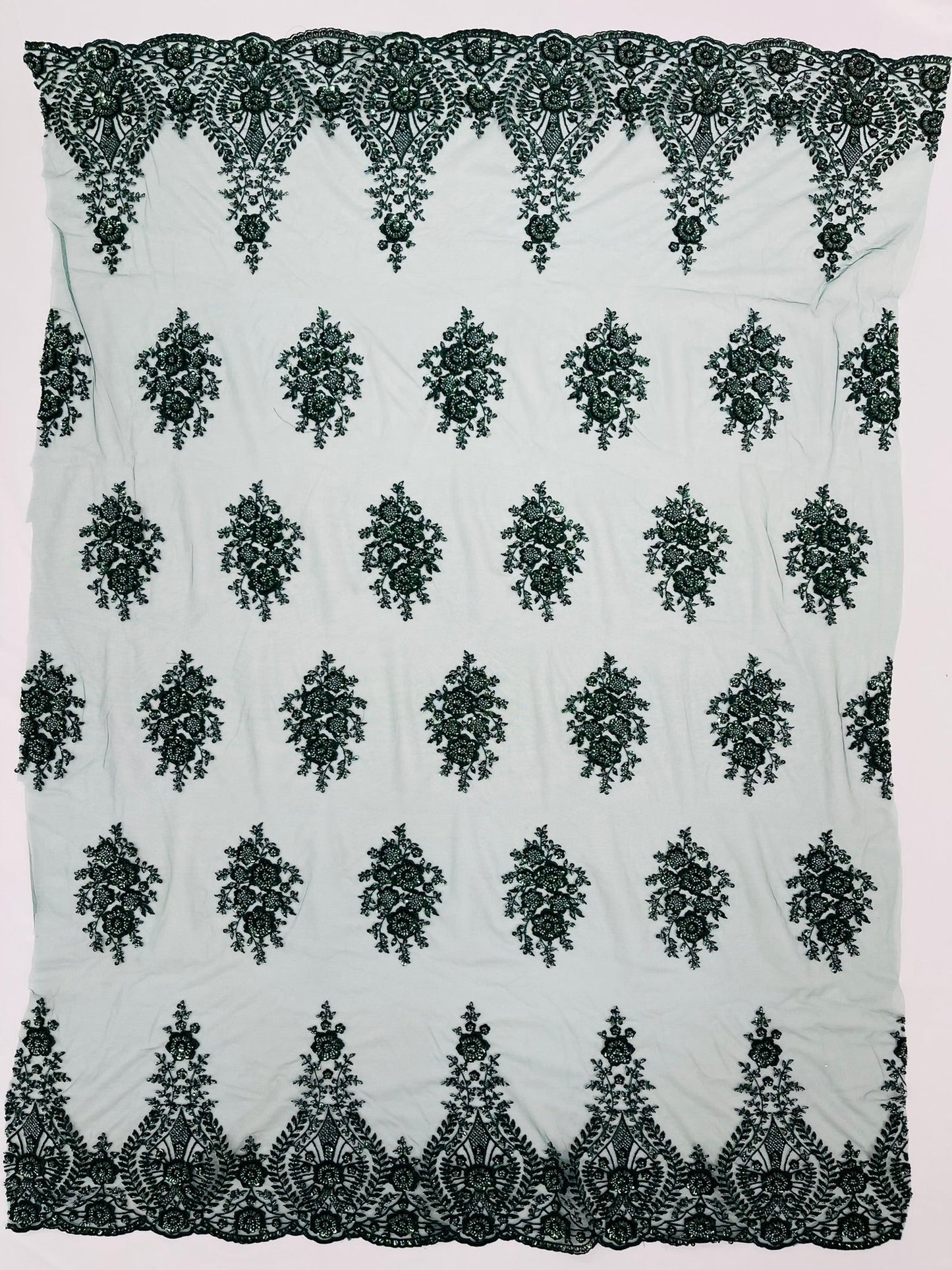 Classic Beaded Damask Lace 54” Wide| New Creations Fabric & Foam Inc. - New Creations Fabric & Foam Inc