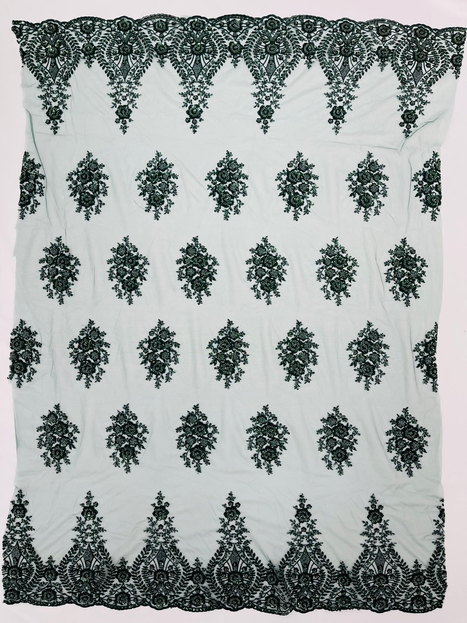 Classic Beaded Damask Lace 54” Wide| New Creations Fabric & Foam Inc. - New Creations Fabric & Foam Inc