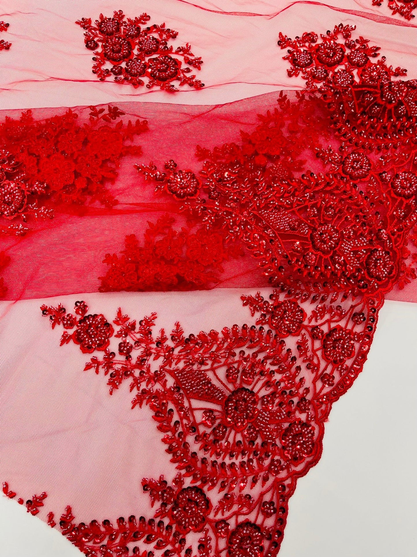 Classic Beaded Damask Lace 54” Wide| New Creations Fabric & Foam Inc. - New Creations Fabric & Foam Inc