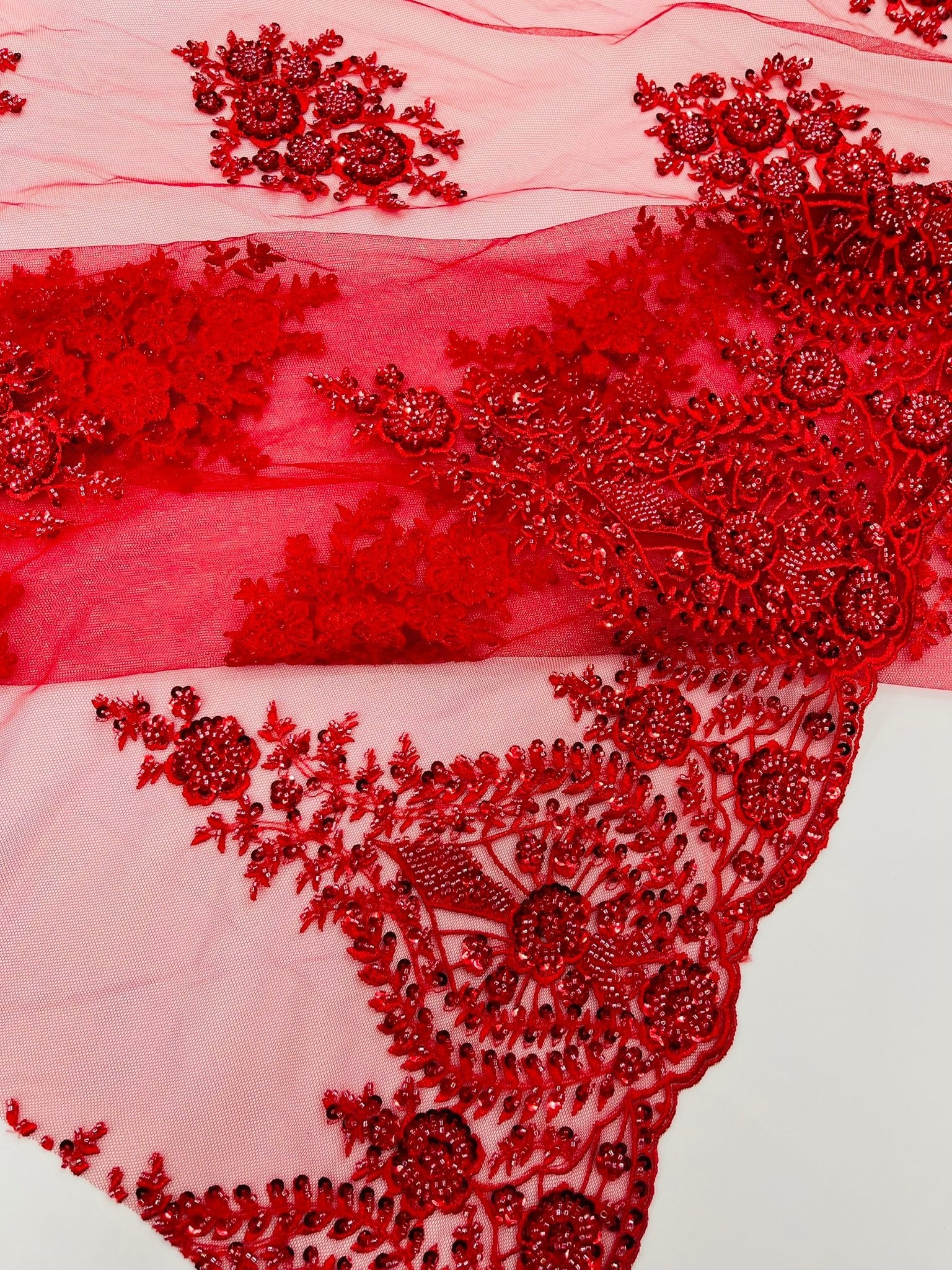 Classic Beaded Damask Lace 54” Wide| New Creations Fabric & Foam Inc. - New Creations Fabric & Foam Inc