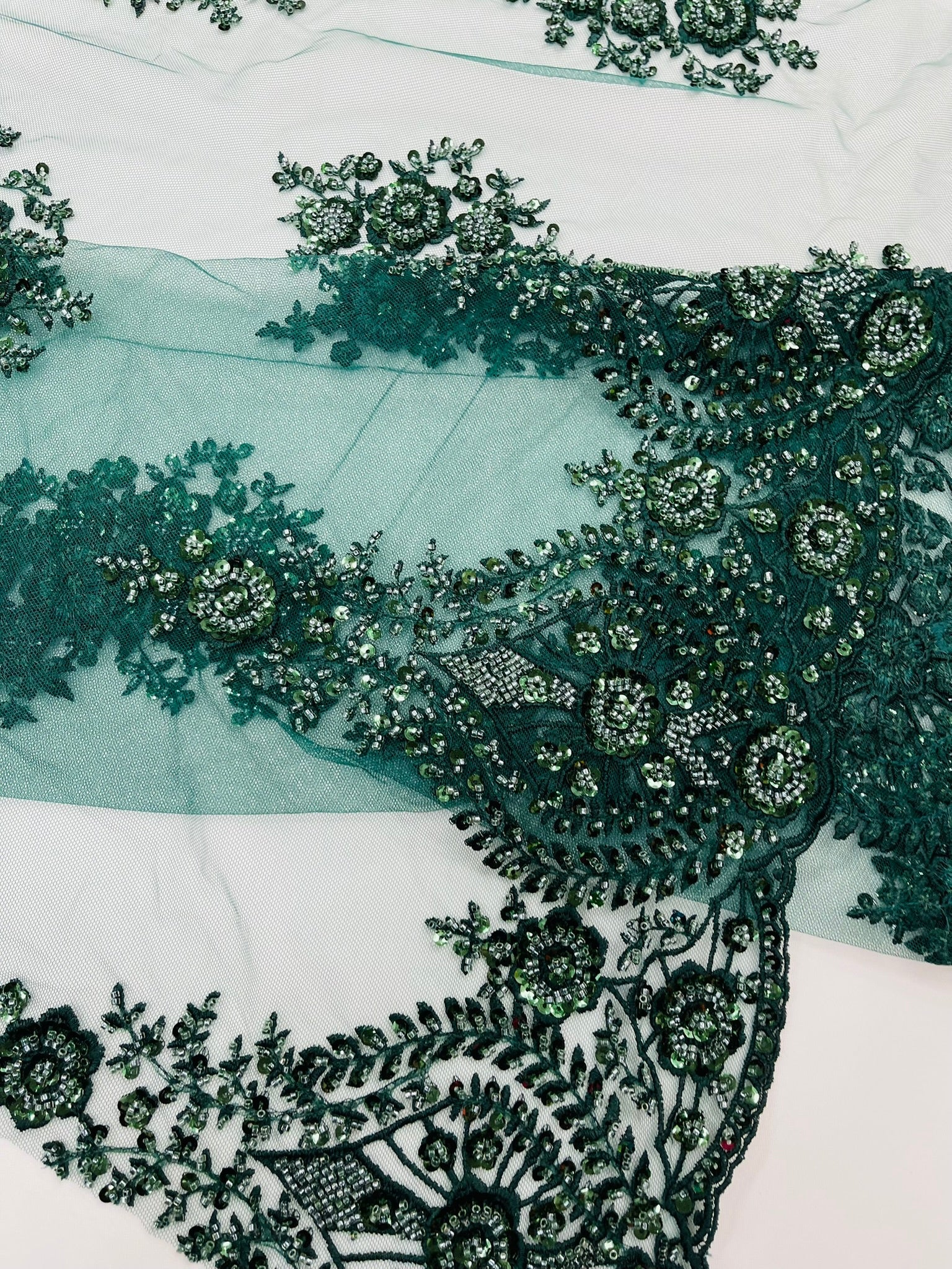 Classic Beaded Damask Lace 54” Wide| New Creations Fabric & Foam Inc. - New Creations Fabric & Foam Inc