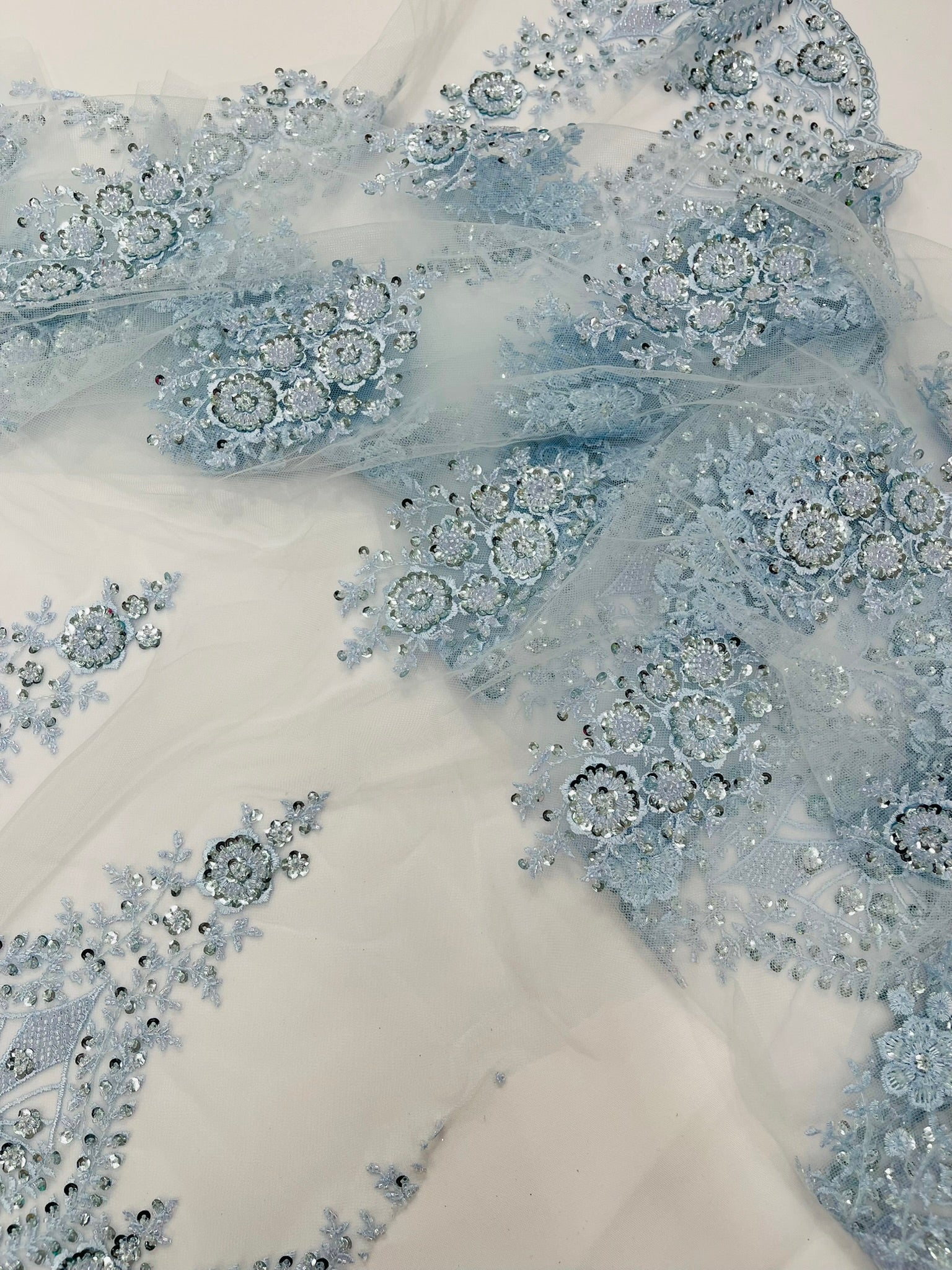 Classic Beaded Damask Lace 54” Wide| New Creations Fabric & Foam Inc. - New Creations Fabric & Foam Inc