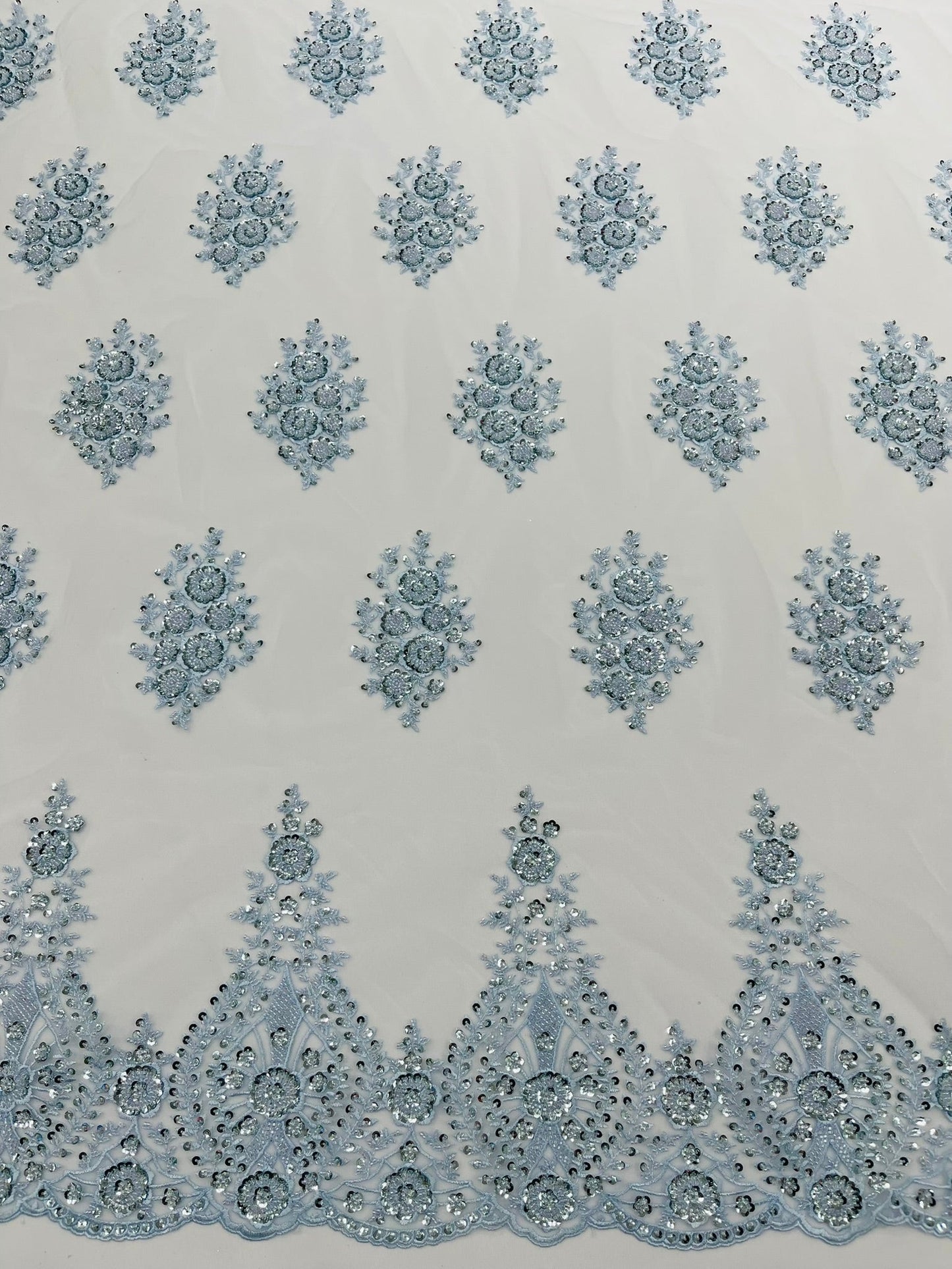 Classic Beaded Damask Lace 54” Wide| New Creations Fabric & Foam Inc. - New Creations Fabric & Foam Inc