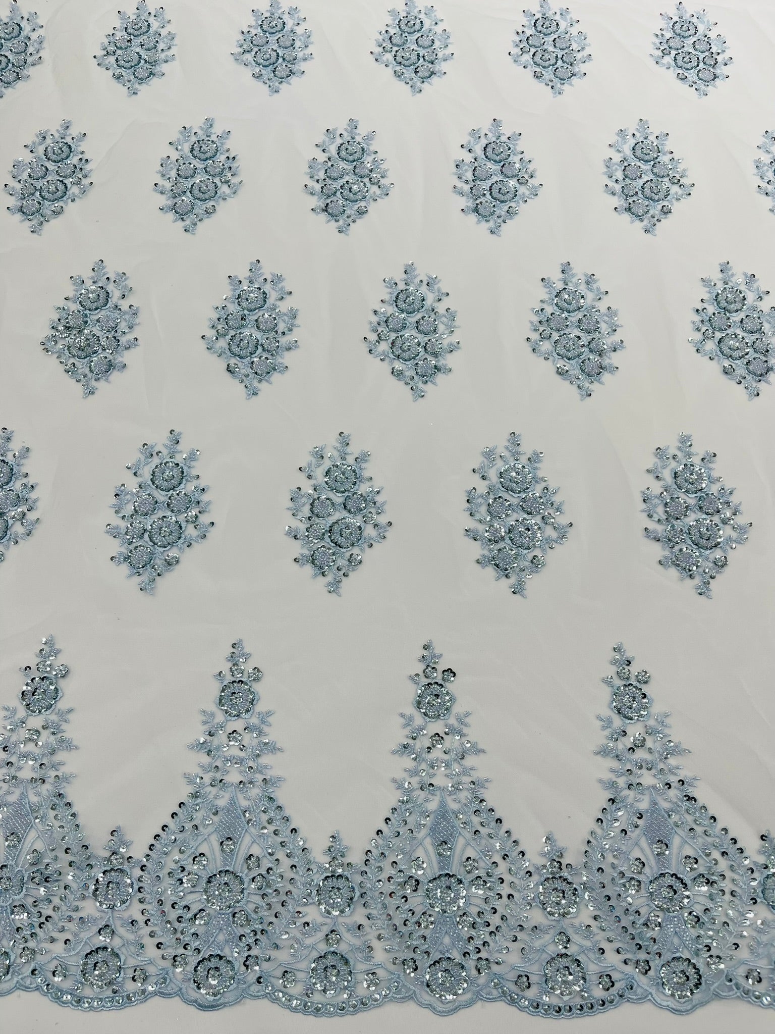 Classic Beaded Damask Lace 54” Wide| New Creations Fabric & Foam Inc. - New Creations Fabric & Foam Inc