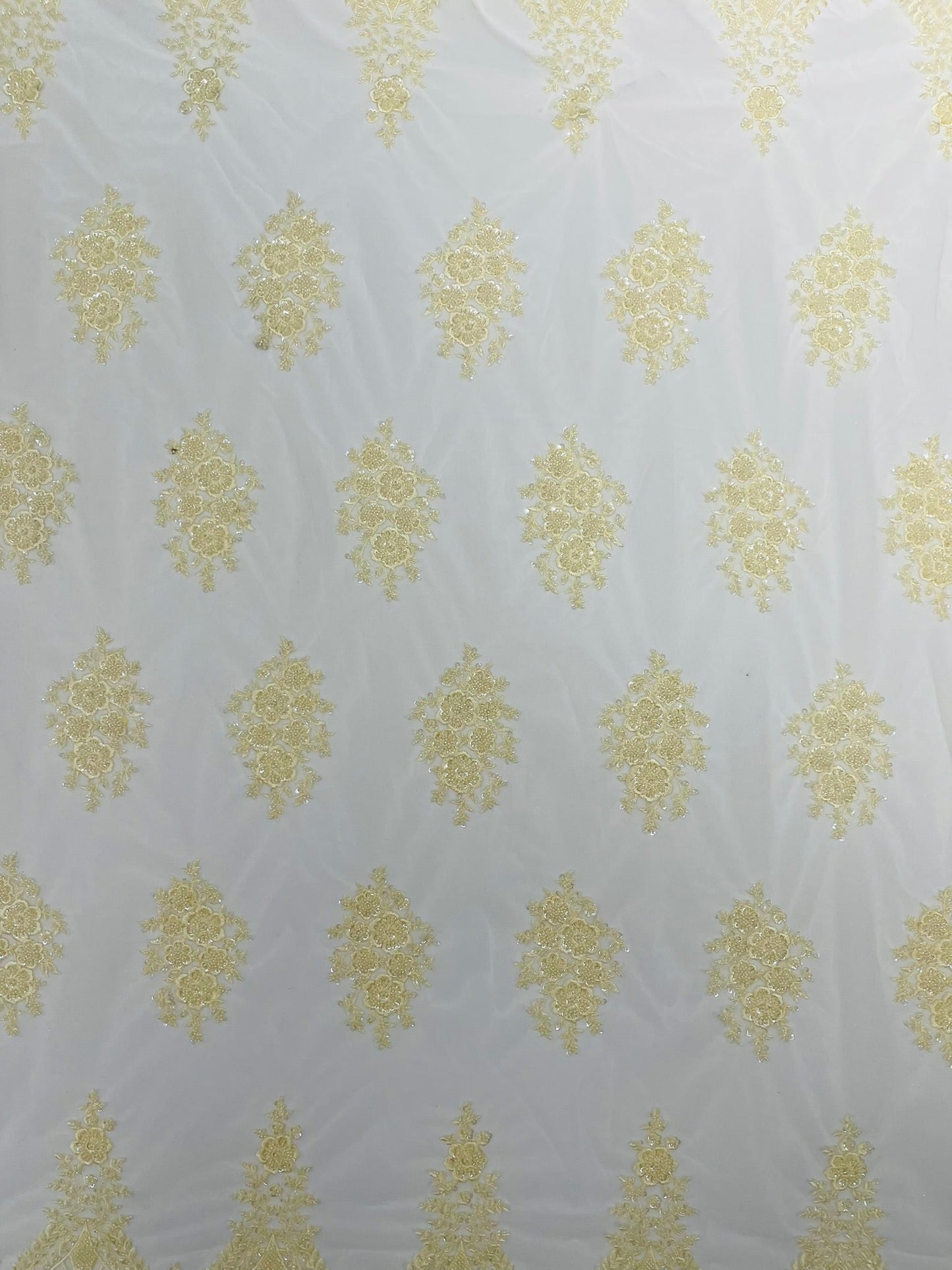 Classic Beaded Damask Lace 54” Wide| New Creations Fabric & Foam Inc. - New Creations Fabric & Foam Inc