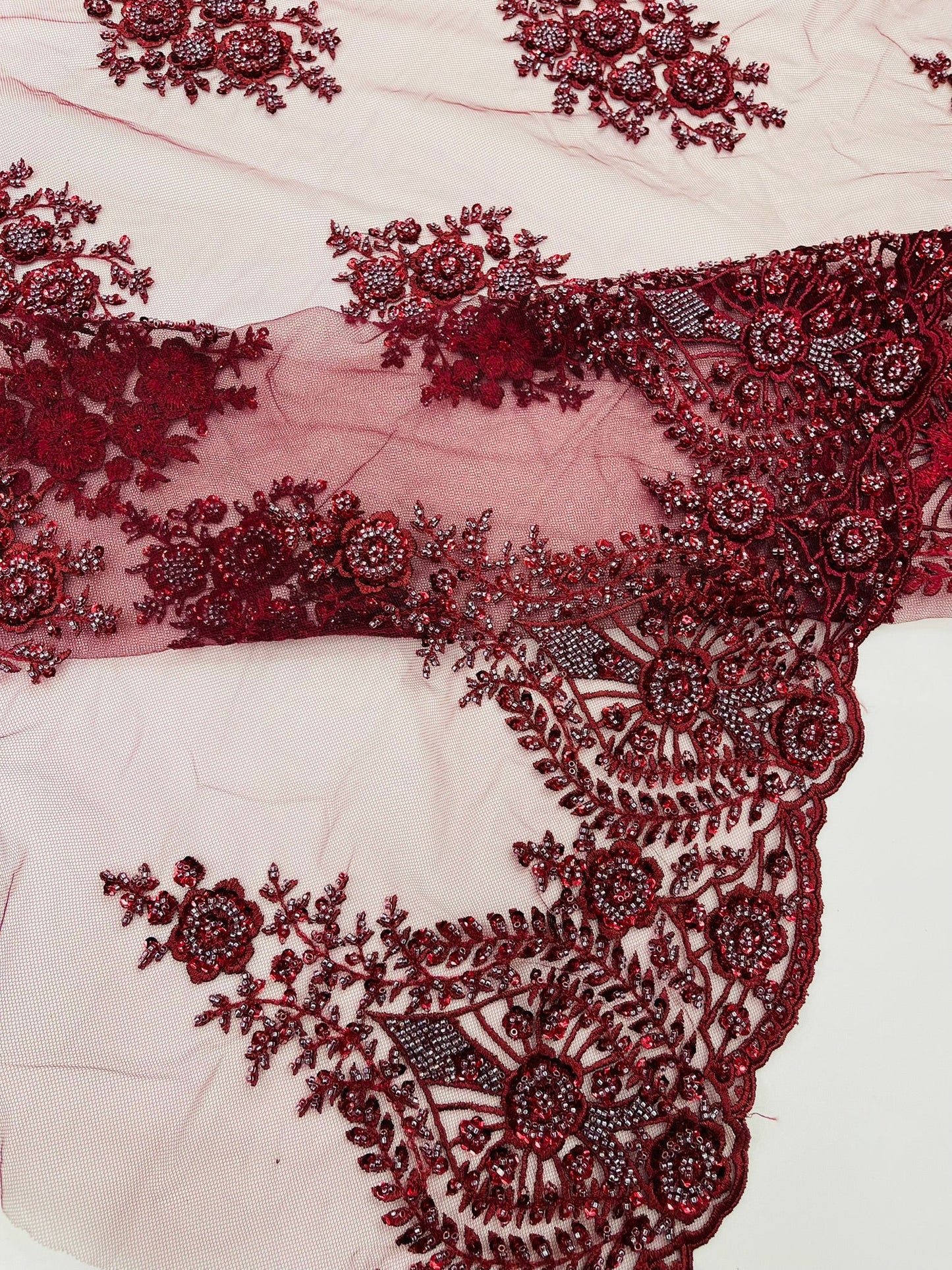 Classic Beaded Damask Lace 54” Wide| New Creations Fabric & Foam Inc. - New Creations Fabric & Foam Inc