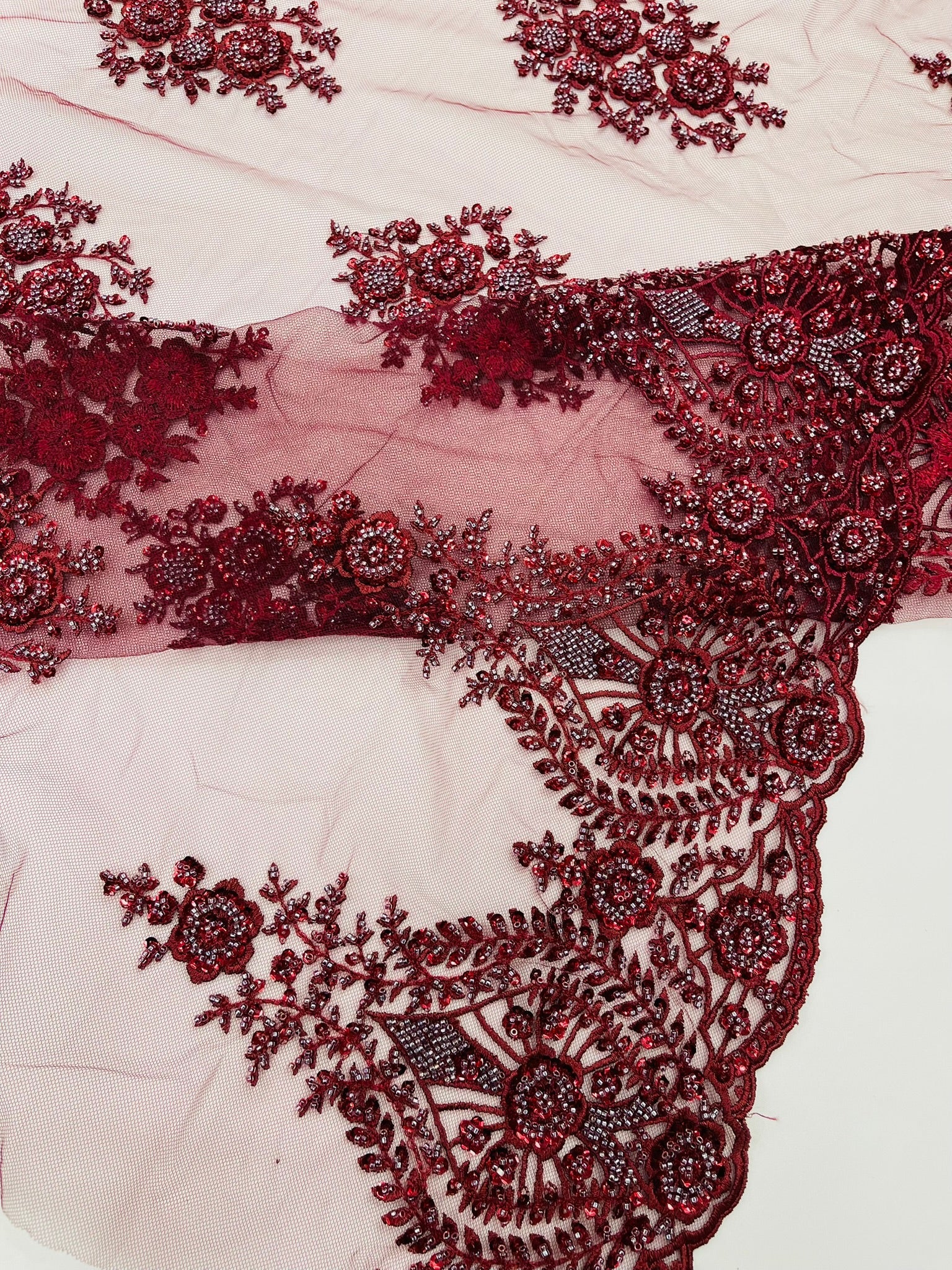 Classic Beaded Damask Lace 54” Wide| New Creations Fabric & Foam Inc. - New Creations Fabric & Foam Inc