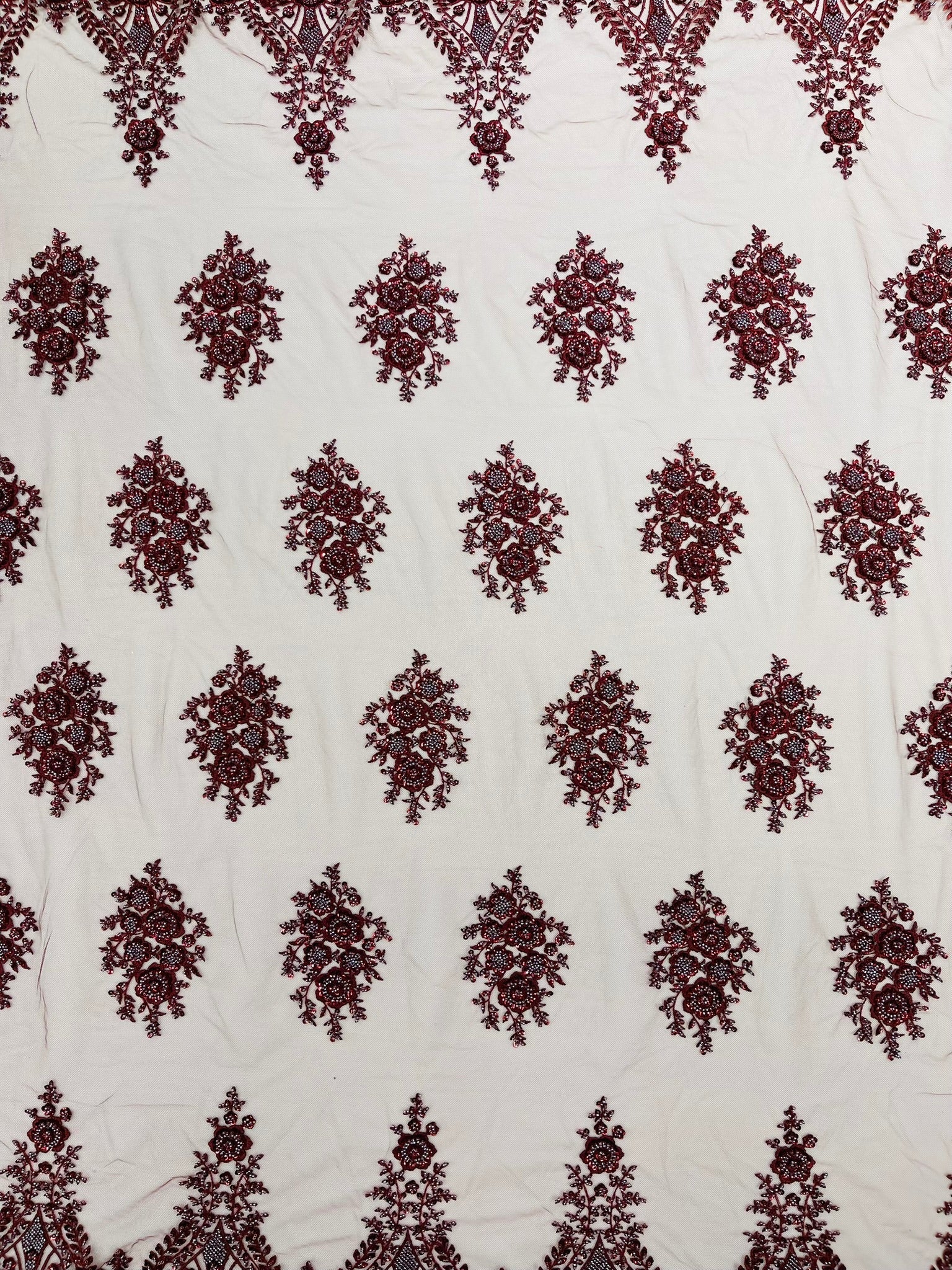 Classic Beaded Damask Lace 54” Wide| New Creations Fabric & Foam Inc. - New Creations Fabric & Foam Inc