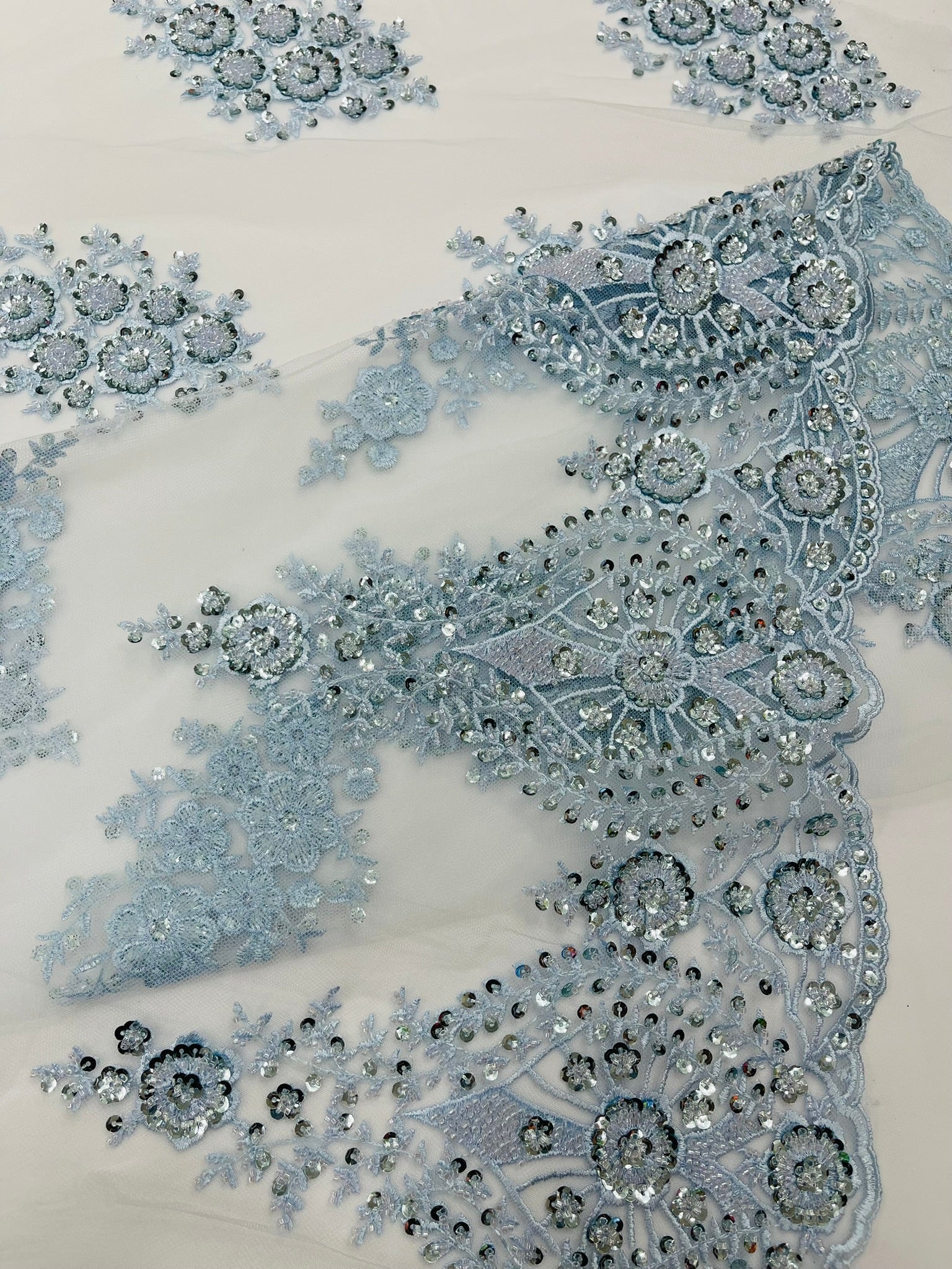 Classic Beaded Damask Lace 54” Wide| New Creations Fabric & Foam Inc. - New Creations Fabric & Foam Inc