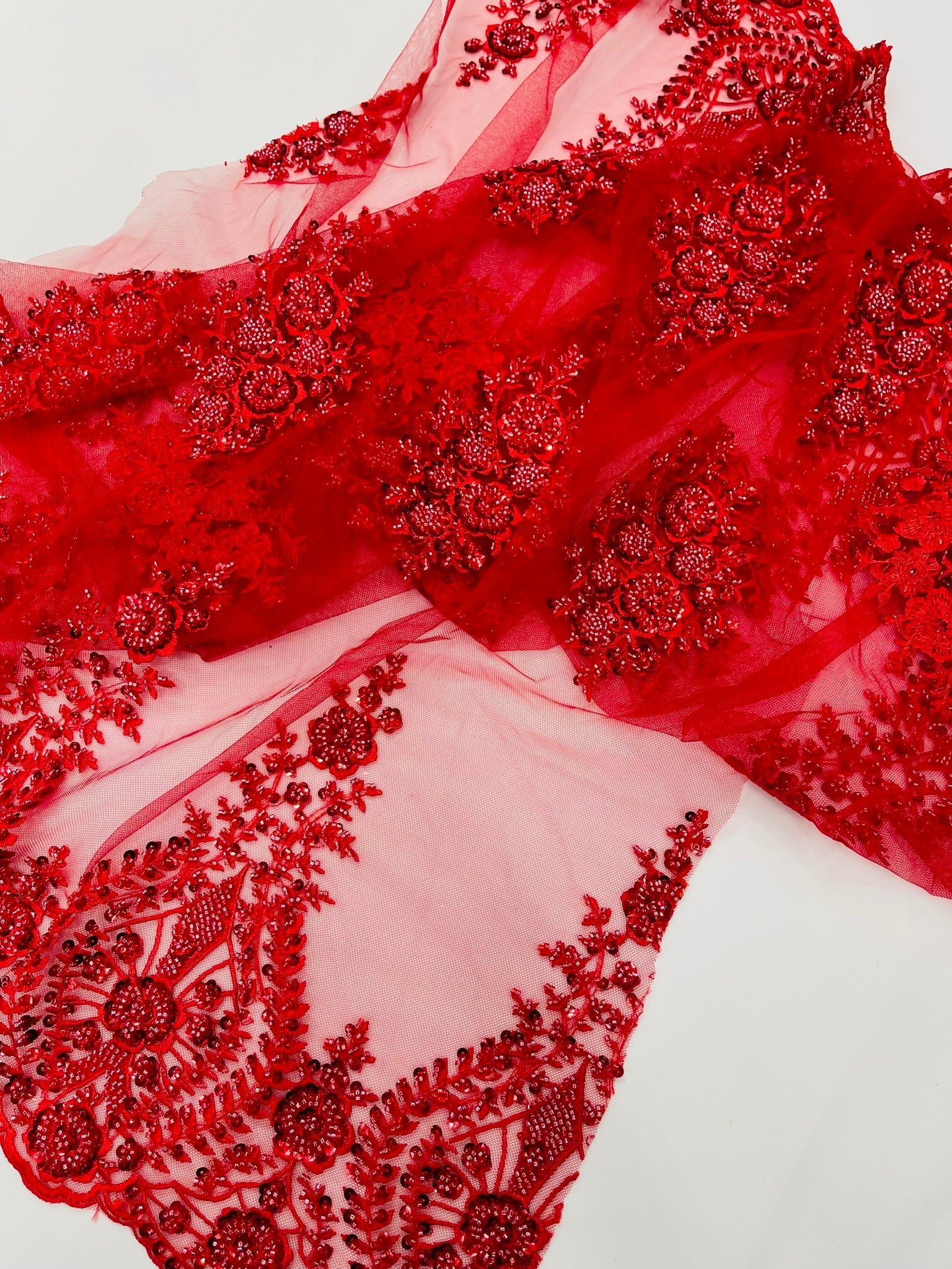 Classic Beaded Damask Lace 54” Wide| New Creations Fabric & Foam Inc. - New Creations Fabric & Foam Inc