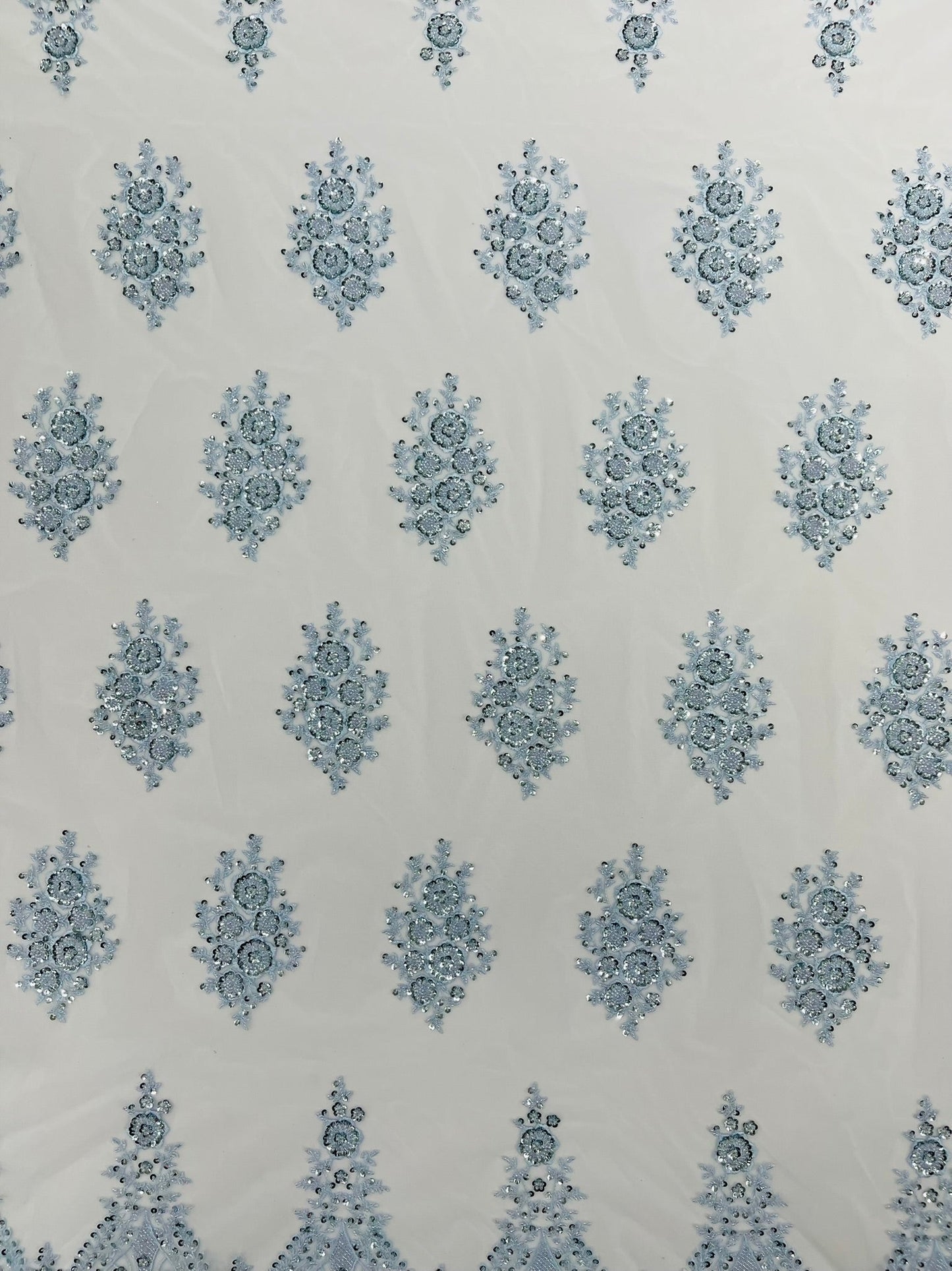 Classic Beaded Damask Lace 54” Wide| New Creations Fabric & Foam Inc. - New Creations Fabric & Foam Inc