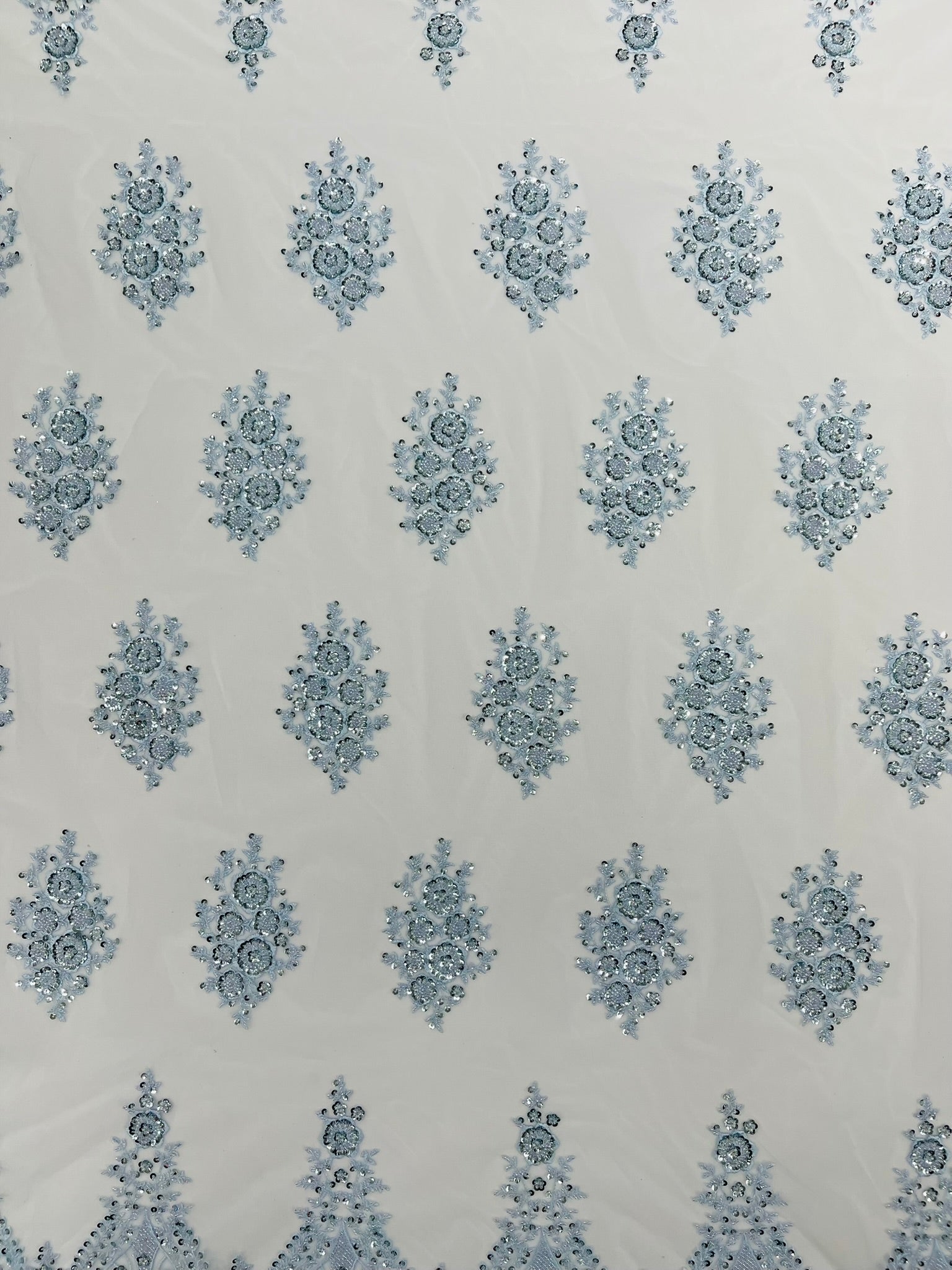 Classic Beaded Damask Lace 54” Wide| New Creations Fabric & Foam Inc. - New Creations Fabric & Foam Inc