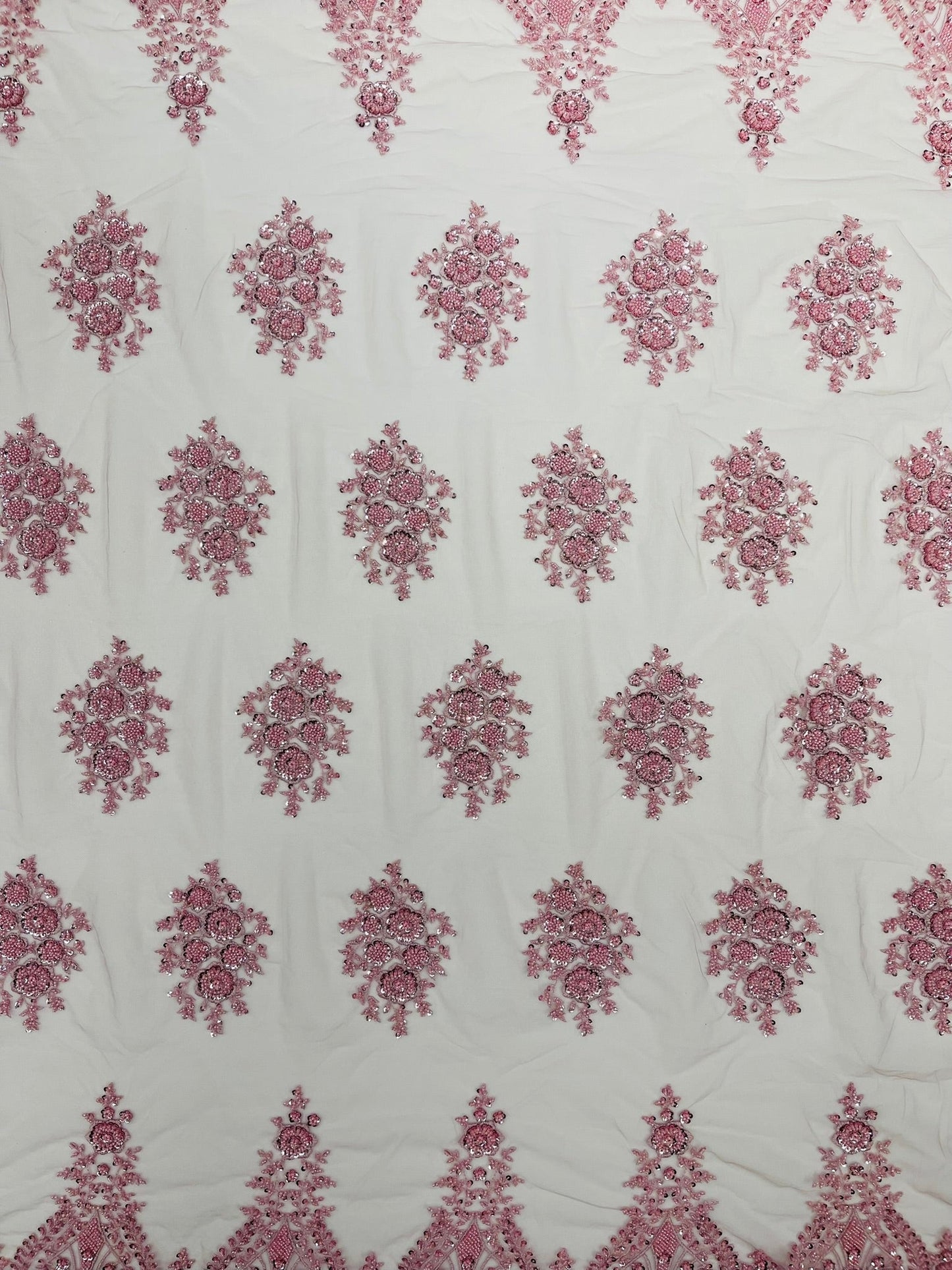 Classic Beaded Damask Lace 54” Wide| New Creations Fabric & Foam Inc. - New Creations Fabric & Foam Inc