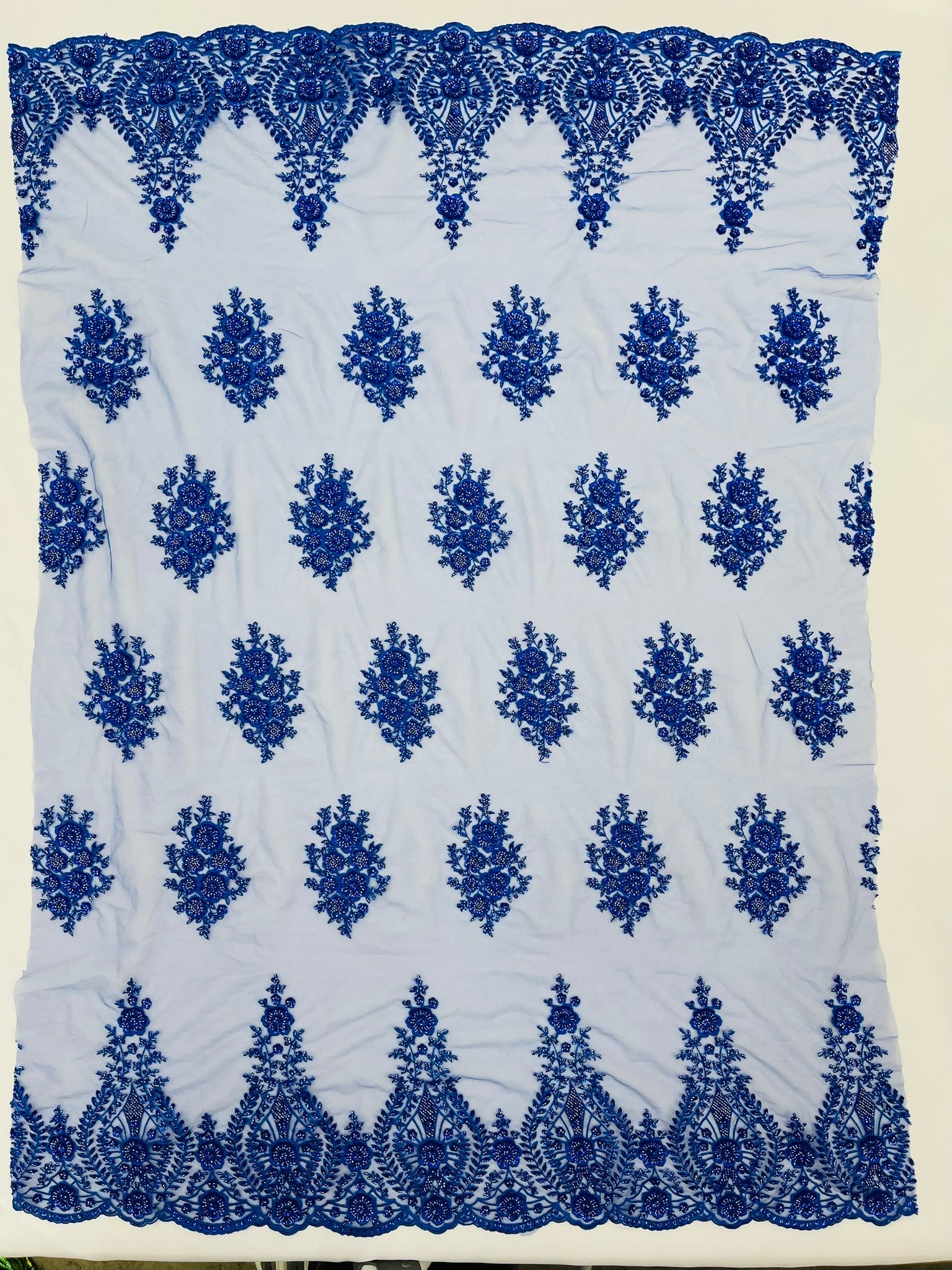 Classic Beaded Damask Lace 54” Wide| New Creations Fabric & Foam Inc. - New Creations Fabric & Foam Inc