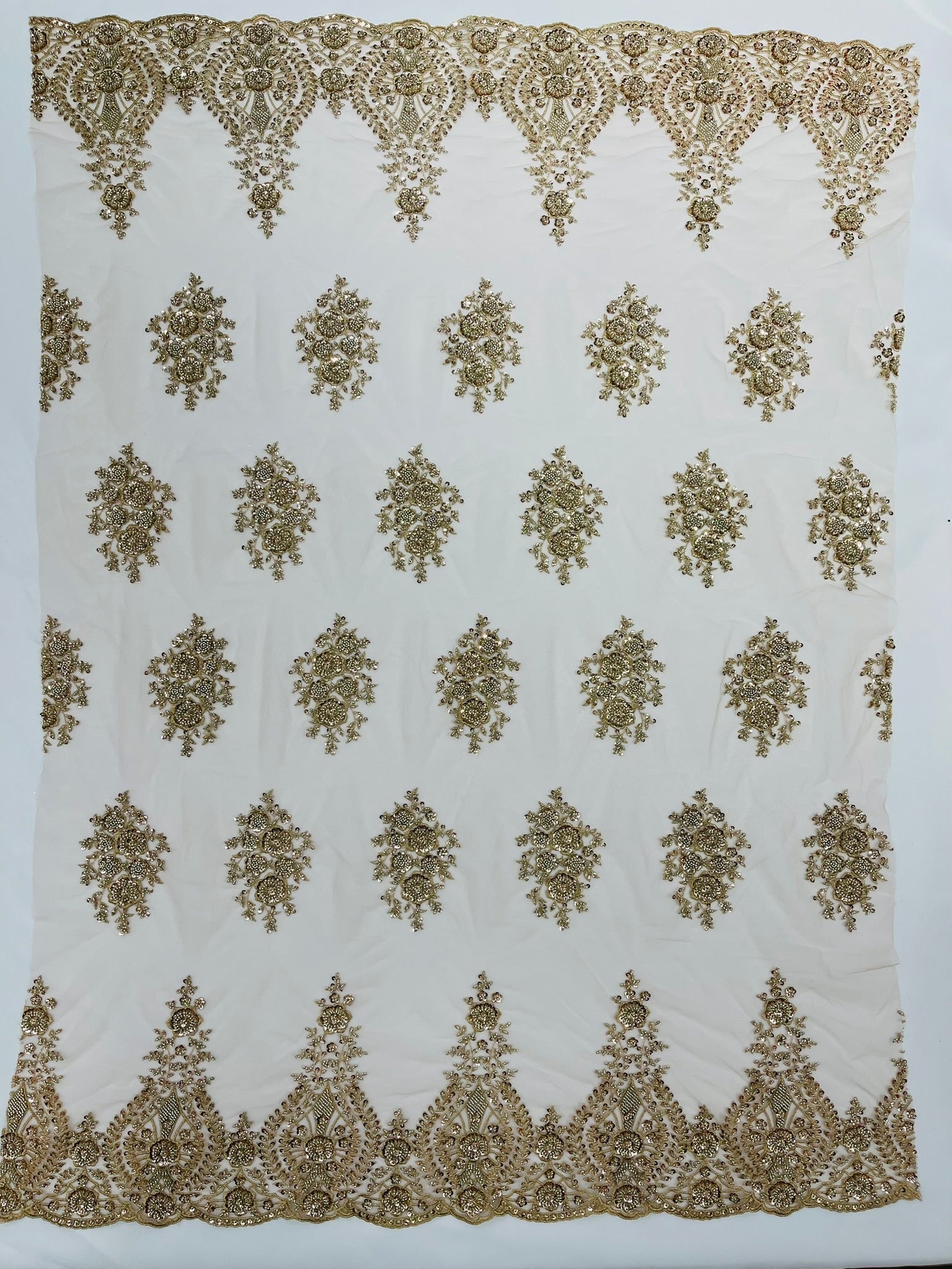 Classic Beaded Damask Lace 54” Wide| New Creations Fabric & Foam Inc. - New Creations Fabric & Foam Inc
