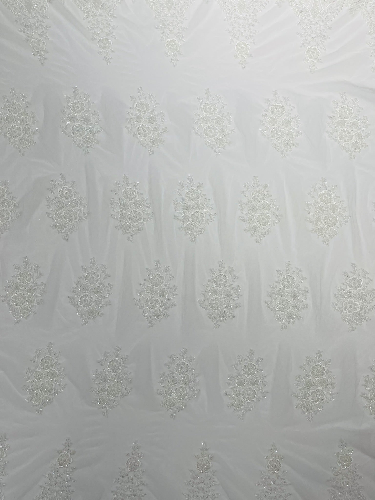 Classic Beaded Damask Lace 54” Wide| New Creations Fabric & Foam Inc. - New Creations Fabric & Foam Inc