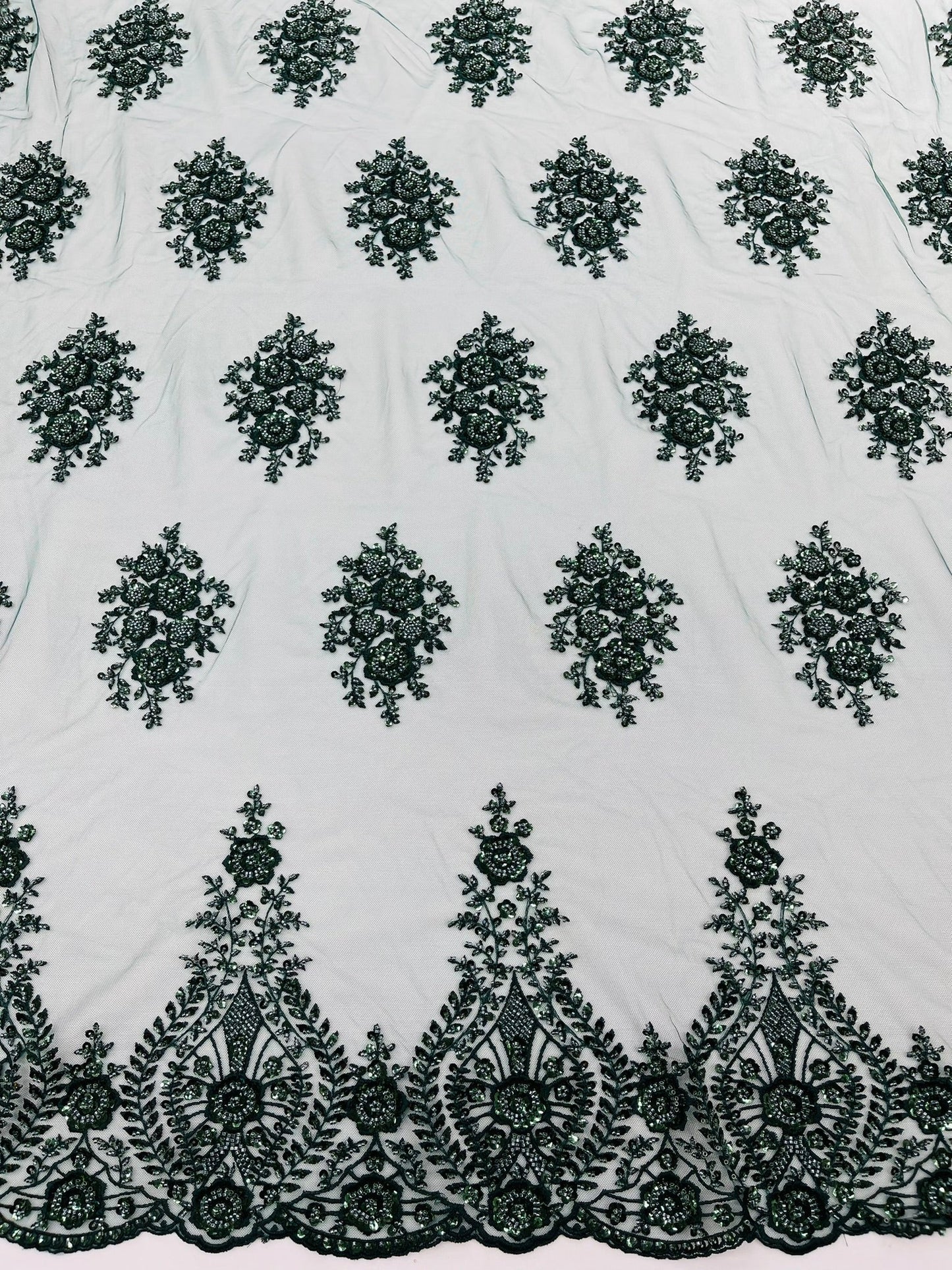 Classic Beaded Damask Lace 54” Wide| New Creations Fabric & Foam Inc. - New Creations Fabric & Foam Inc