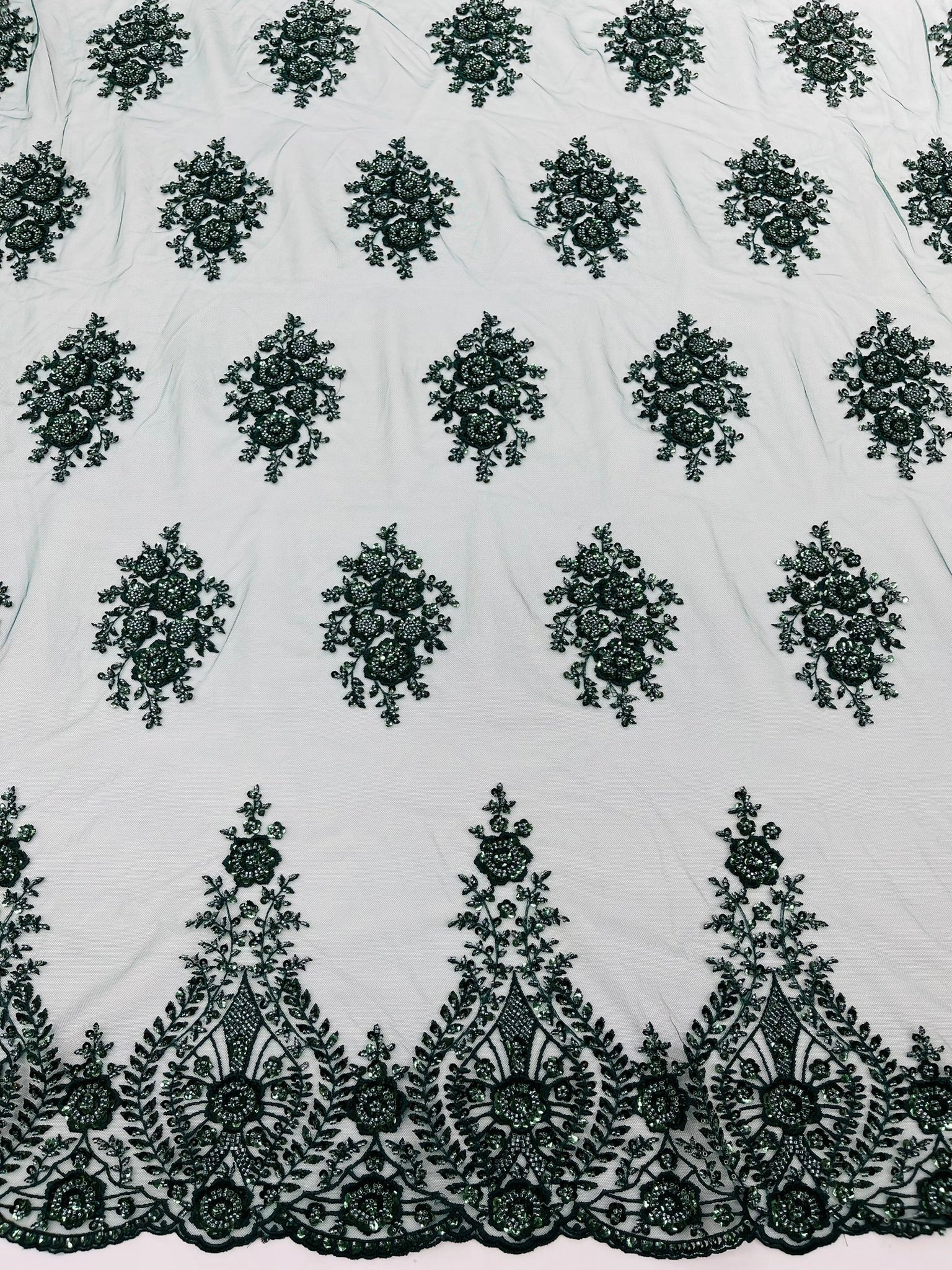 Classic Beaded Damask Lace 54” Wide| New Creations Fabric & Foam Inc. - New Creations Fabric & Foam Inc