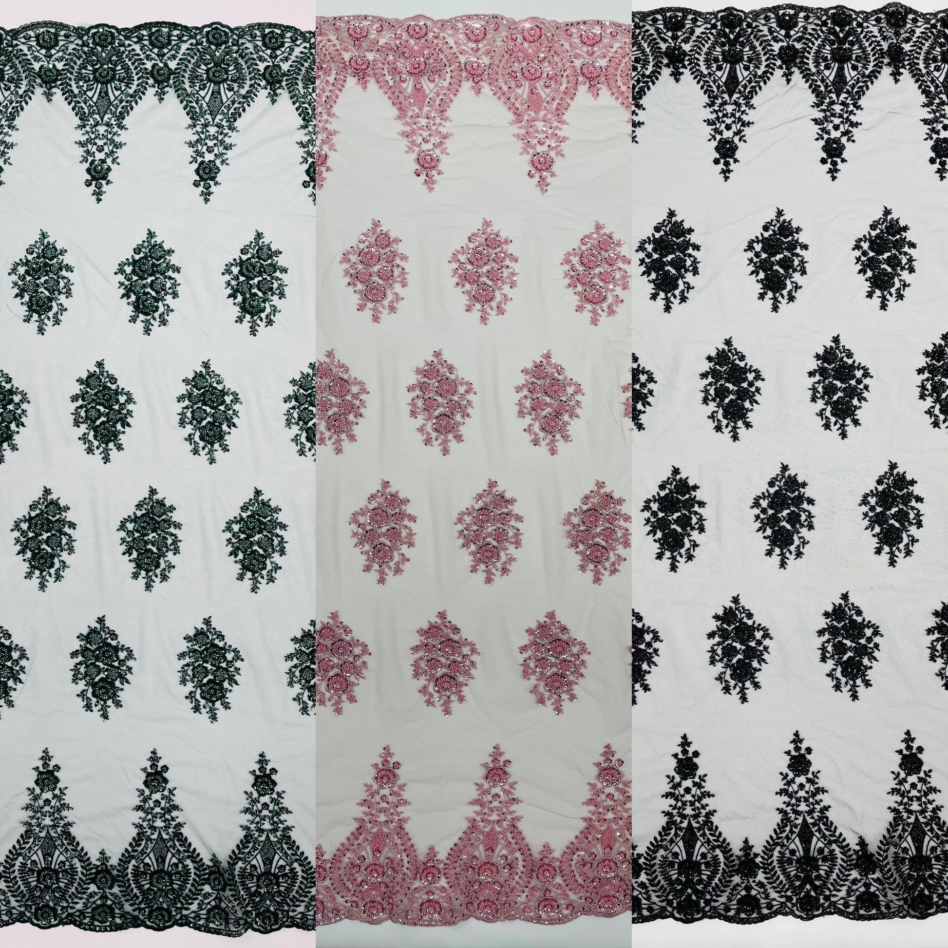 Classic Beaded Damask Lace 54” Wide| New Creations Fabric & Foam Inc. - New Creations Fabric & Foam Inc