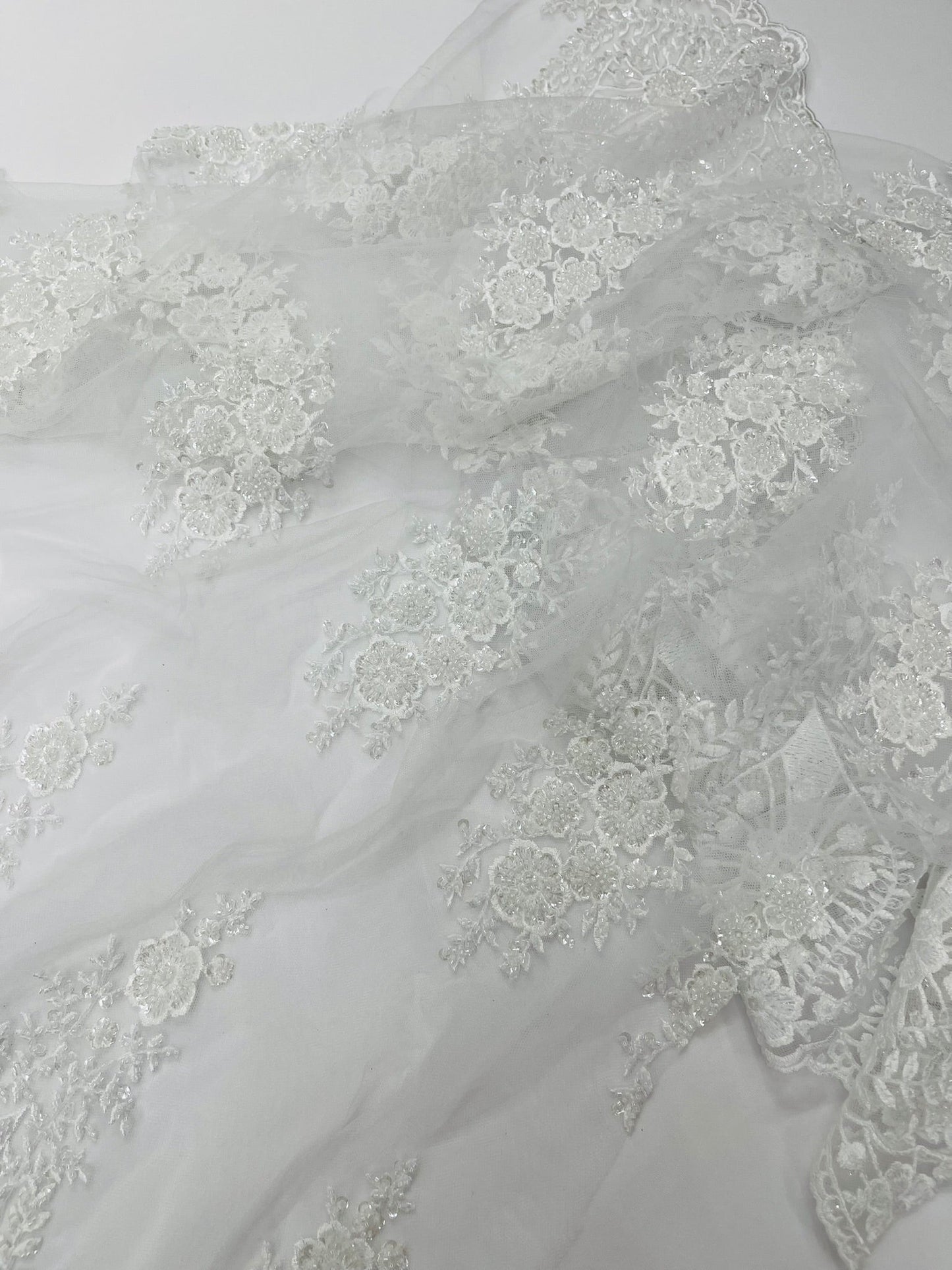 Classic Beaded Damask Lace 54” Wide| New Creations Fabric & Foam Inc. - New Creations Fabric & Foam Inc