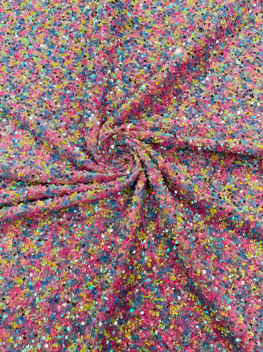 Confetti Sequin Stretch Velvet 54" Wide| New Creations Fabric & Foam Inc. - New Creations Fabric & Foam Inc