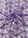 Corded Lace/ Butterfly Design Embroidered With Sequin on a Mesh Lace Fabric - New Creations Fabric & Foam Inc