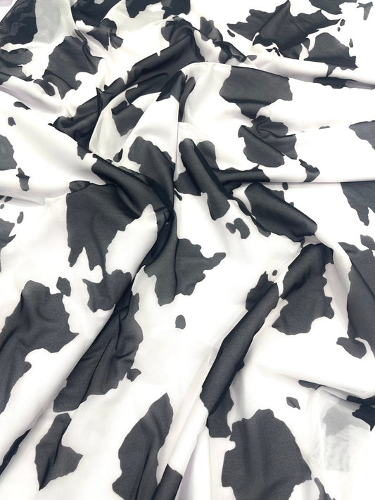 Cow Print 4 Way Stretch Power Mesh 58" Wide| New Creations Fabric & Foam Inc. - New Creations Fabric & Foam Inc