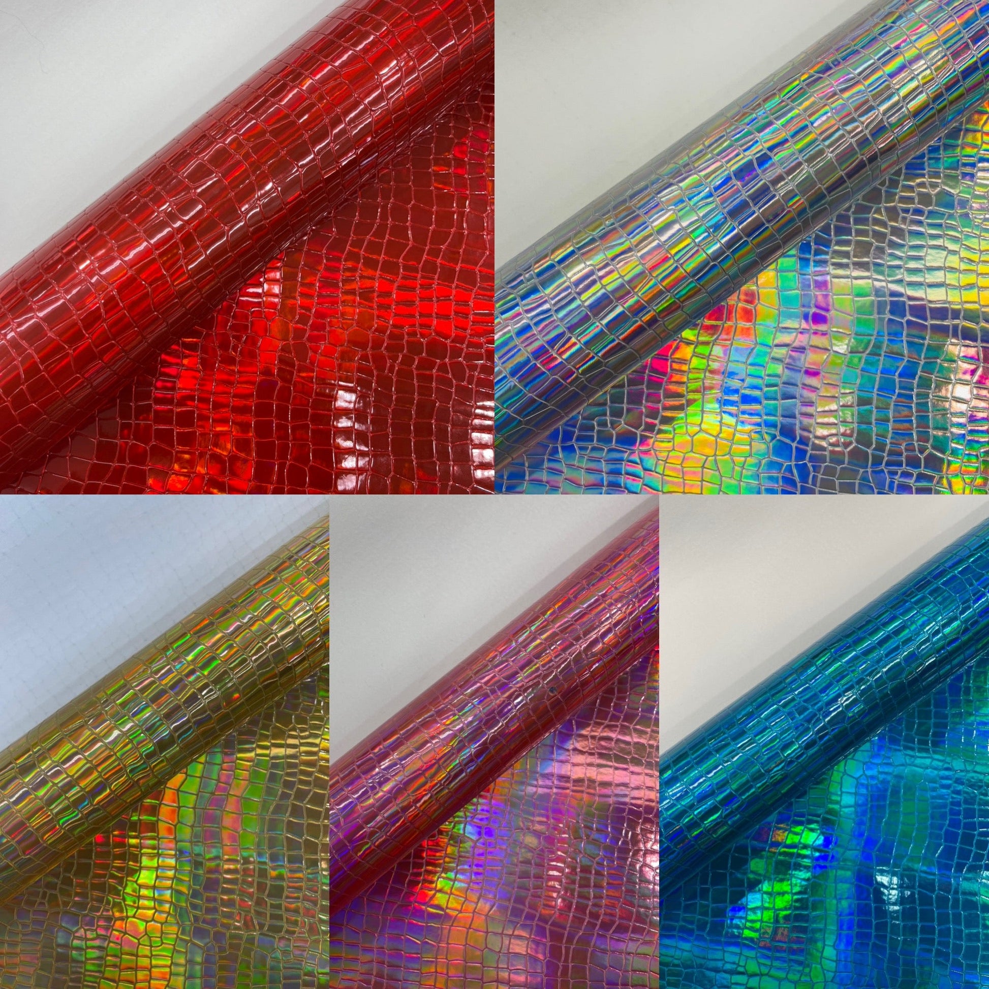 Crocodile Embossed PVC Holographic Vinyl Fabric| New Creations Fabric & Foam Inc. - New Creations Fabric & Foam Inc